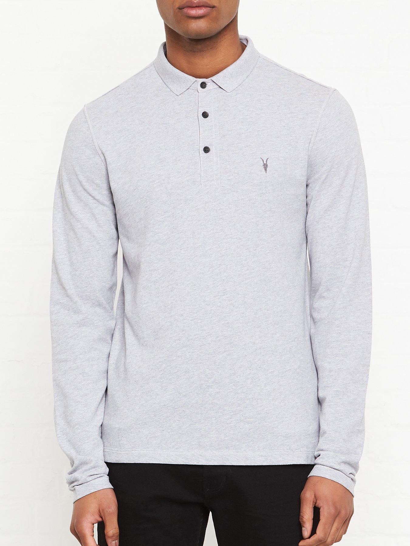 AllSaints Reform Long Sleeve Polo Shirt - Grey