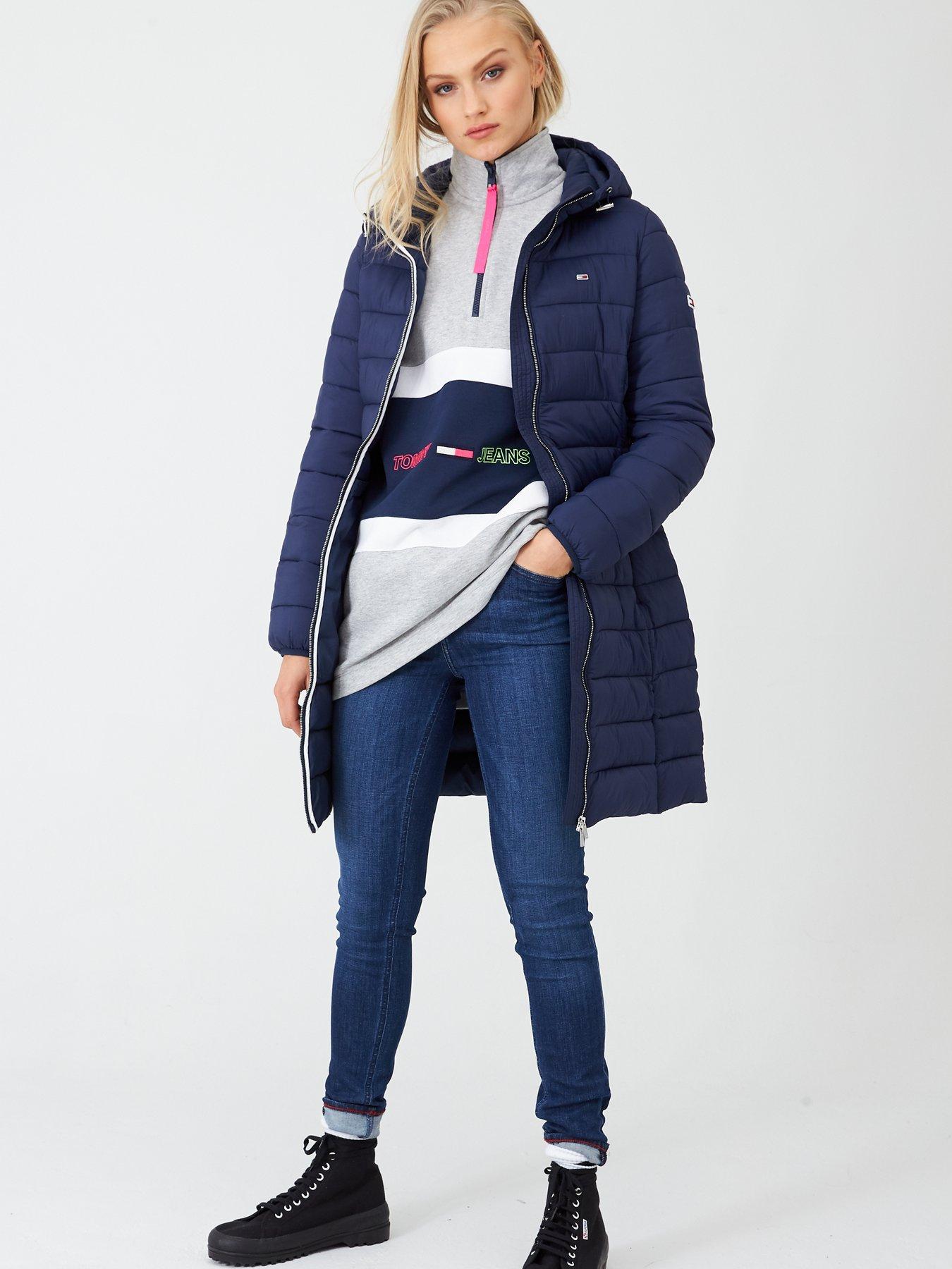 tommy jeans long padded hooded coat