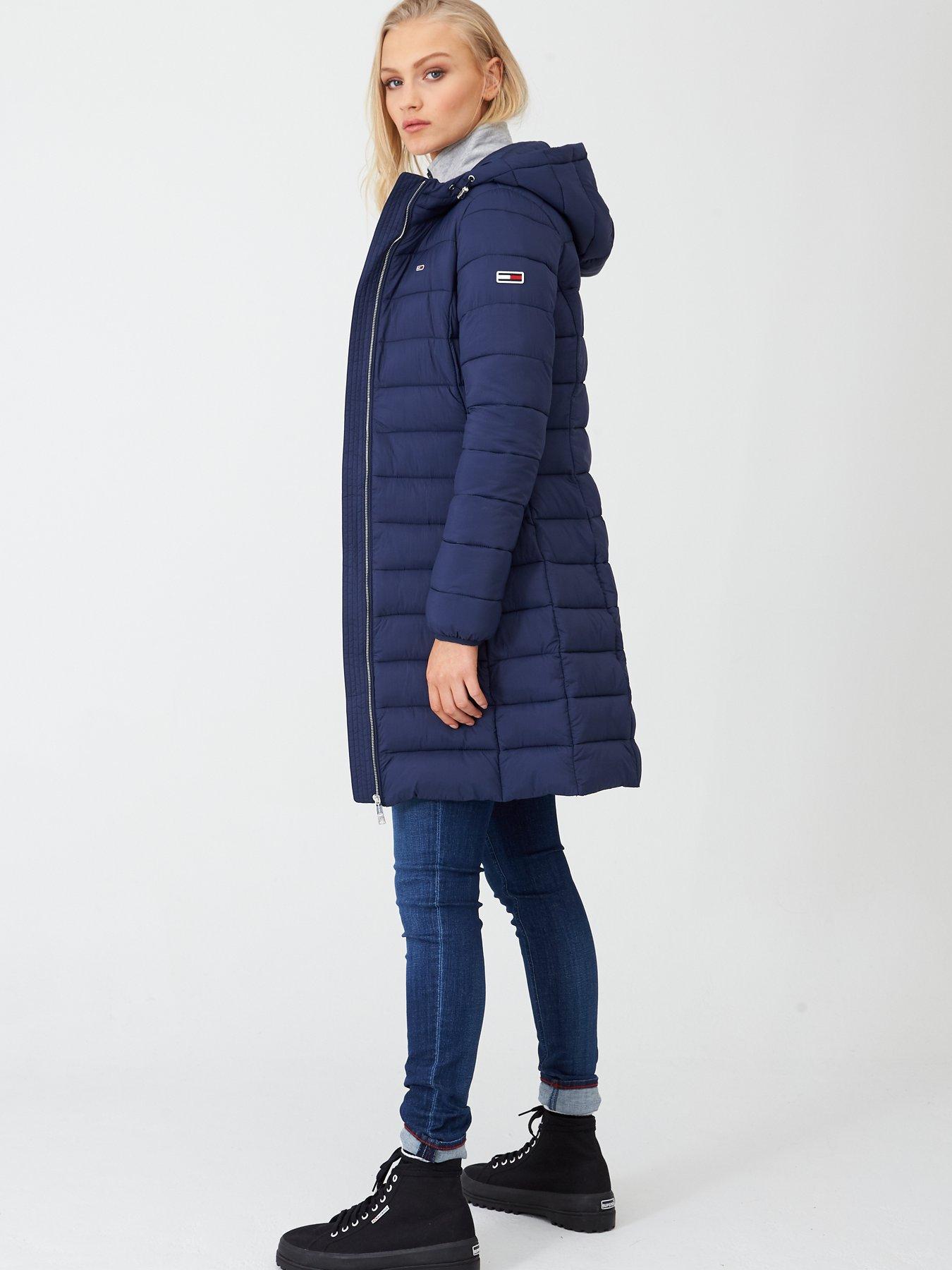 Tommy Jeans Quilted Hooded Coat - Navy 