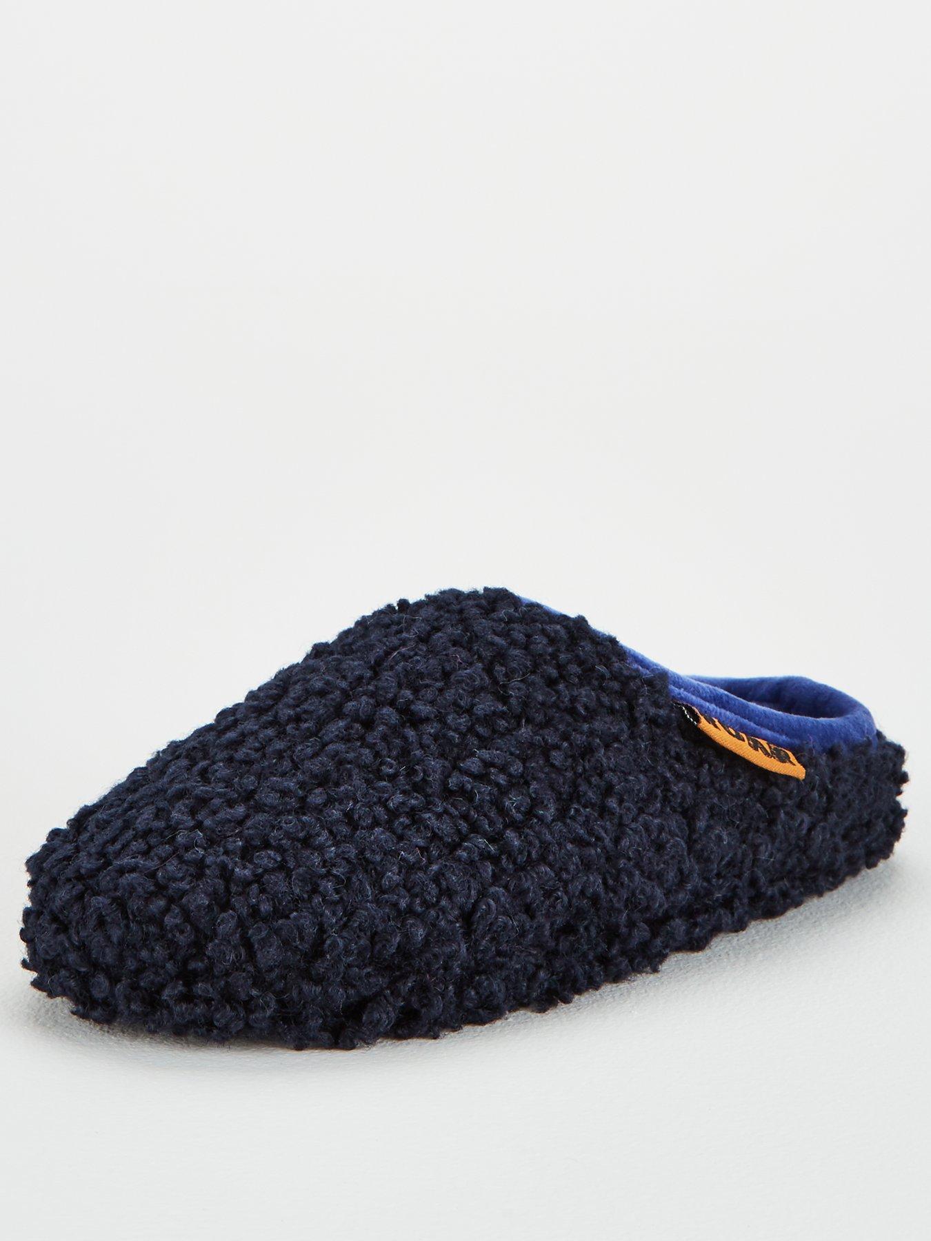 navy fluffy slippers