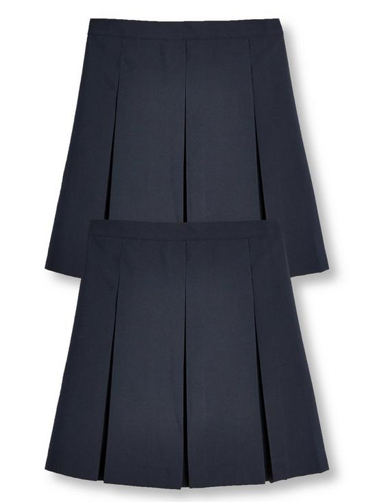 front image of v-by-very-girls-2-pack-classic-pleated-water-repellentnbspschool-skirts-navy
