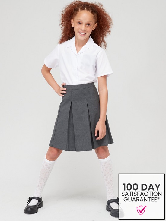 front image of v-by-very-girls-2-pack-classic-pleated-school-skirts-plus-sizenbsp--grey