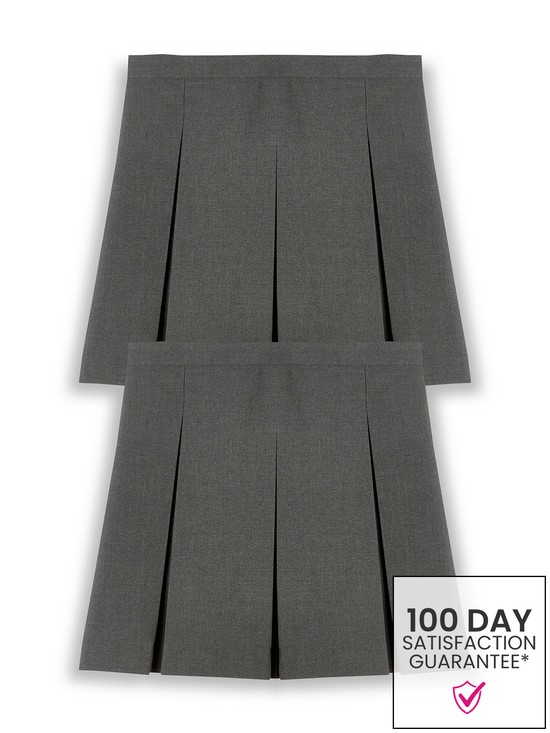 stillFront image of v-by-very-girls-2-pack-classic-pleated-school-skirts-plus-sizenbsp--grey