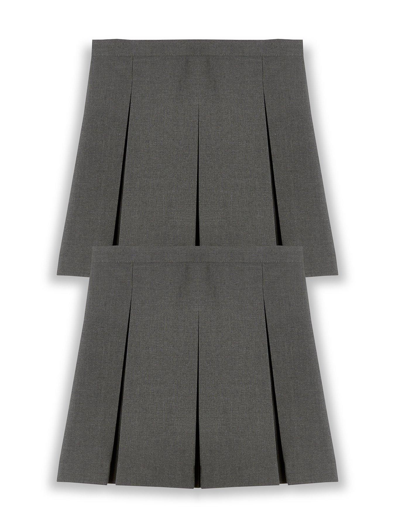 V by Very Girls 2 Pack Classic Pleated School Skirts Plus Size Grey Very