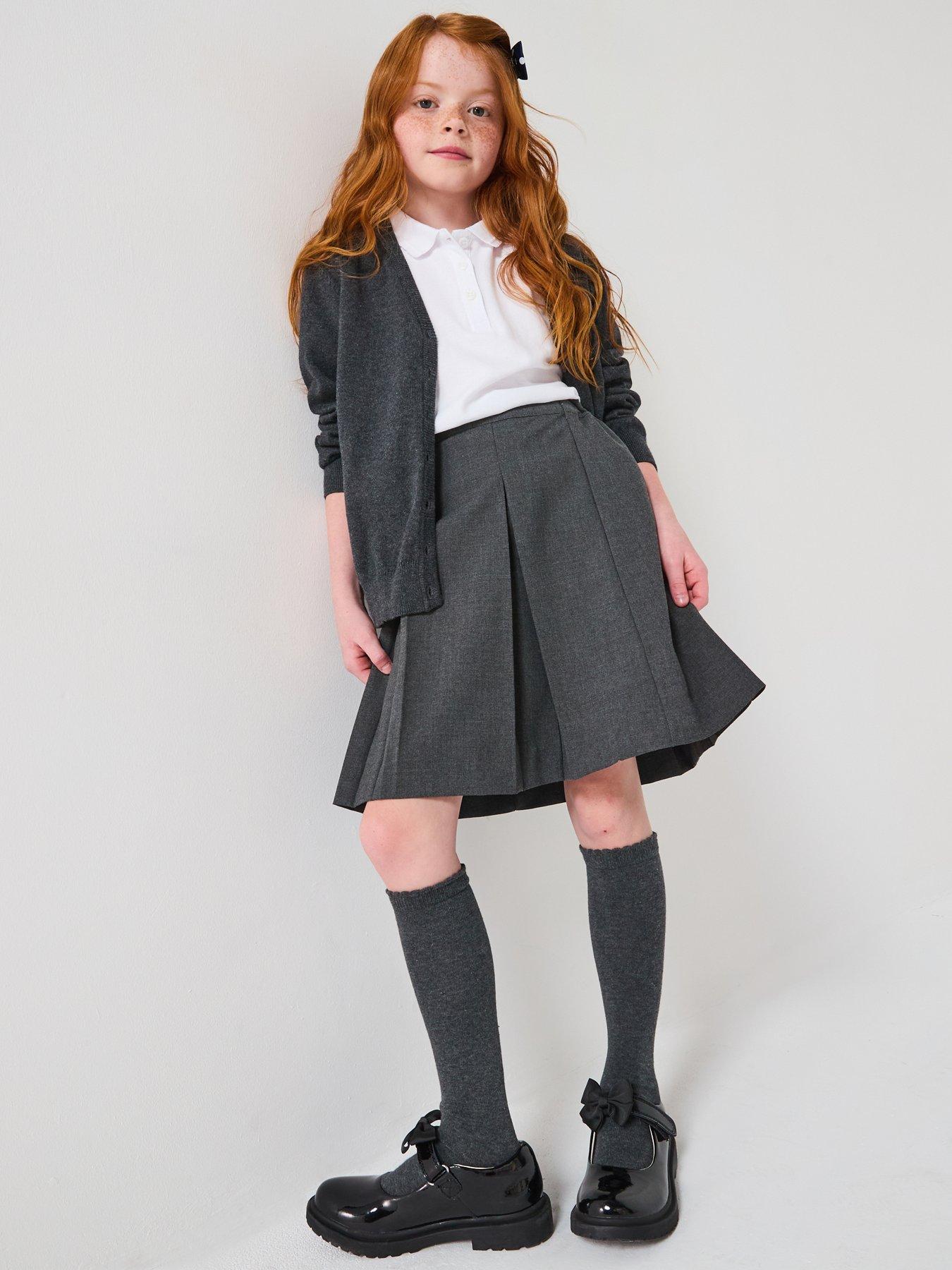 Image 6 of 6 of V by Very Girls 2 Pack Classic Pleated School Skirts Plus Size&nbsp;- Grey