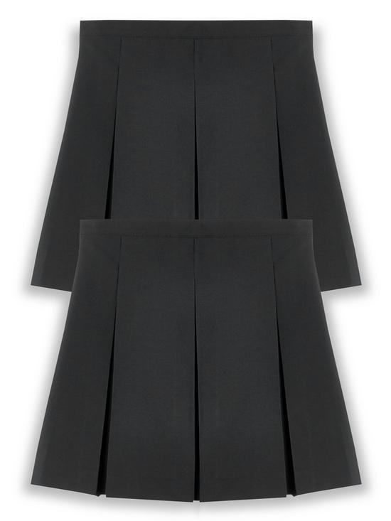 front image of v-by-very-girls-2-pack-classic-pleated-school-skirts-plus-sizenbsp--black