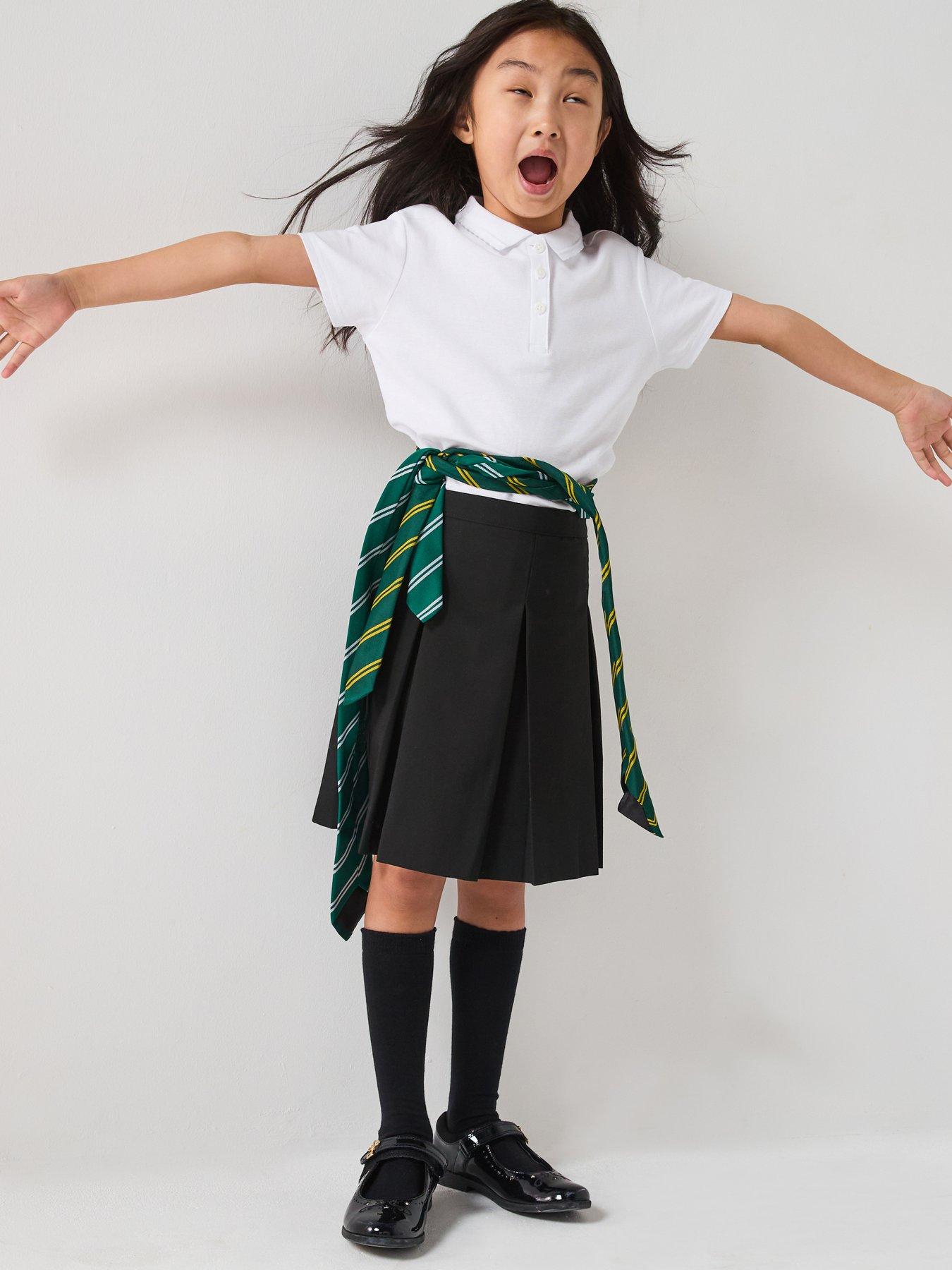 Image 7 of 7 of V by Very Girls 2 Pack Classic Pleated School Skirts -&nbsp;Plus Size (Black)