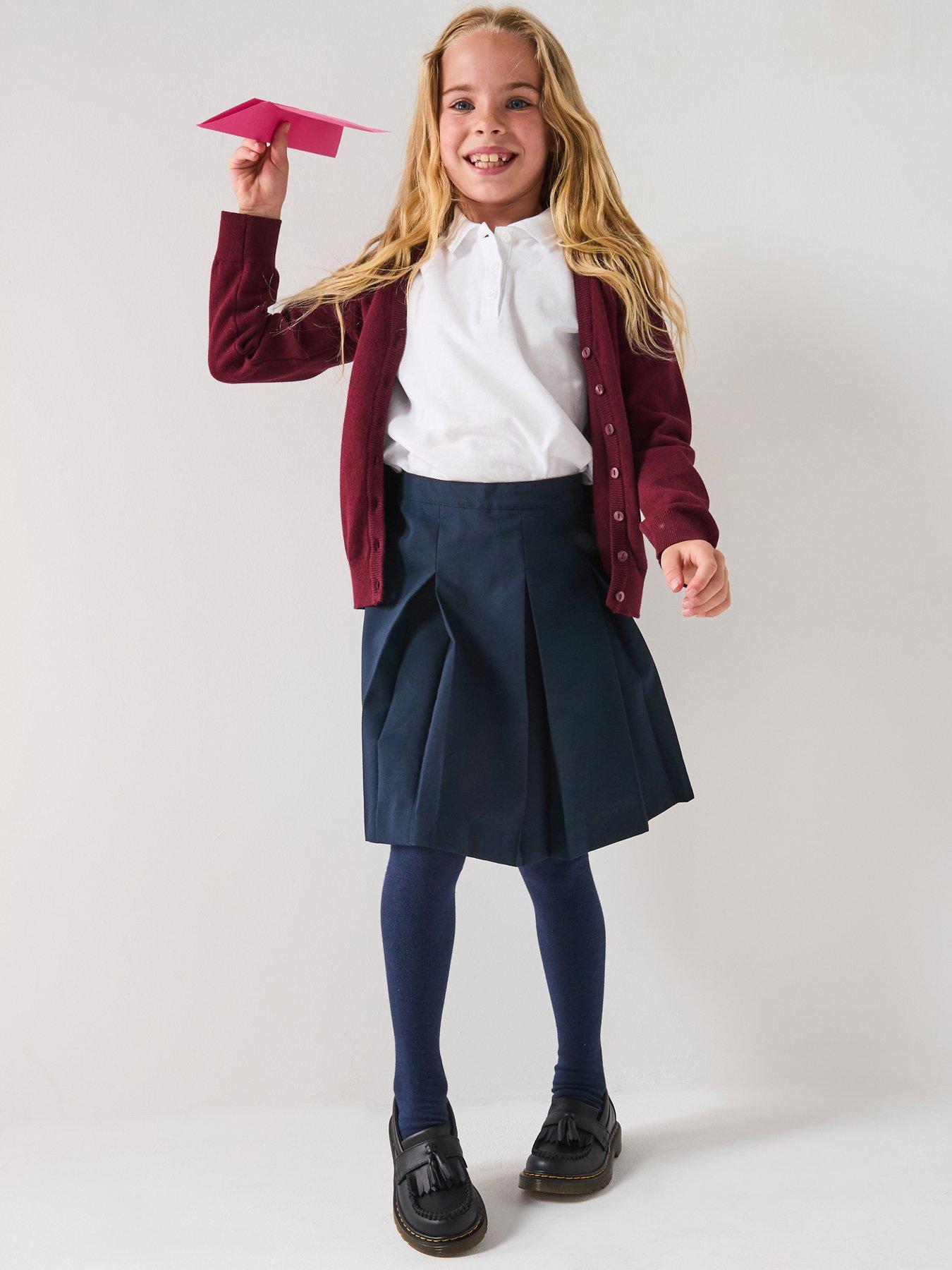 undefined Girls 2 Pack Classic Pleated School Skirts Plus Size - Navy