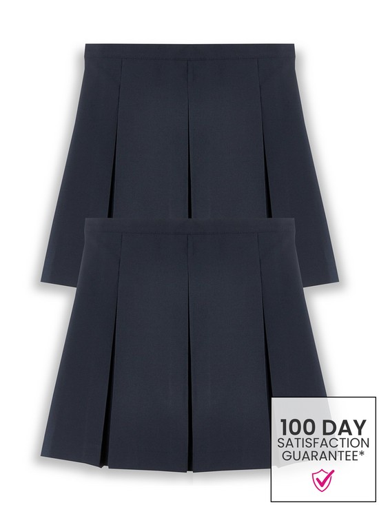 front image of v-by-very-girls-2-pack-classic-pleated-school-skirts-plus-sizenbsp--navy