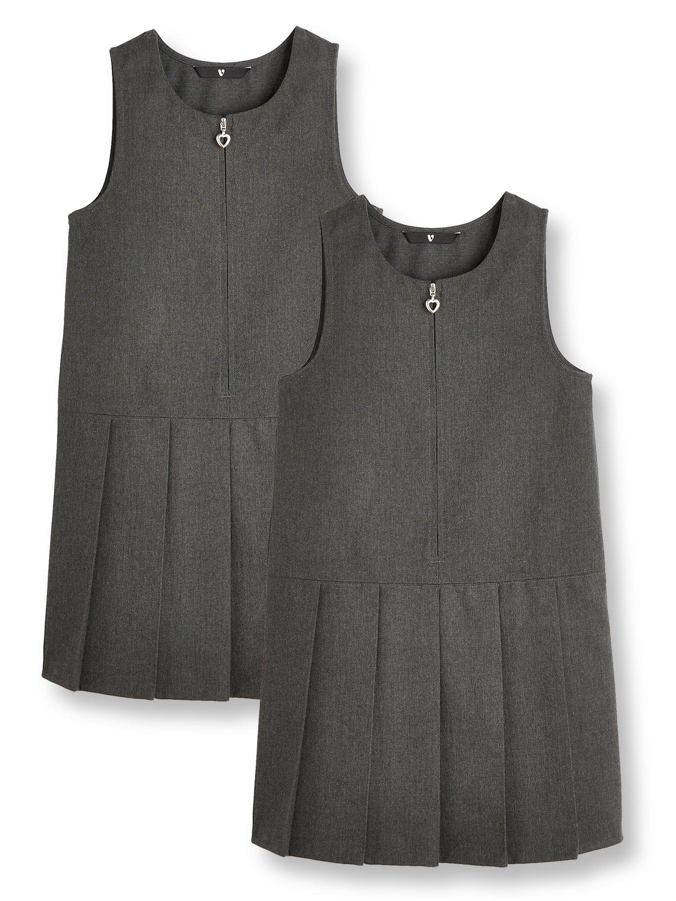 girls grey school pinafore dress