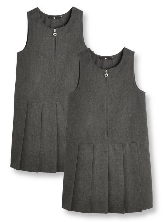 front image of v-by-very-girls-2-pack-pleat-pinaforenbspschool-dressesnbsp--grey
