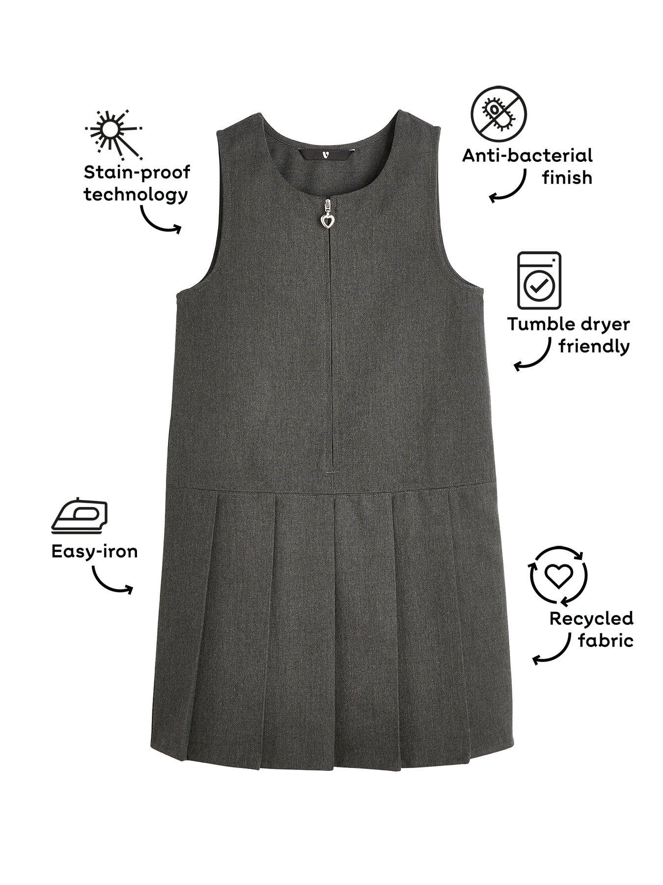 Grey pleated pinafore dress best sale