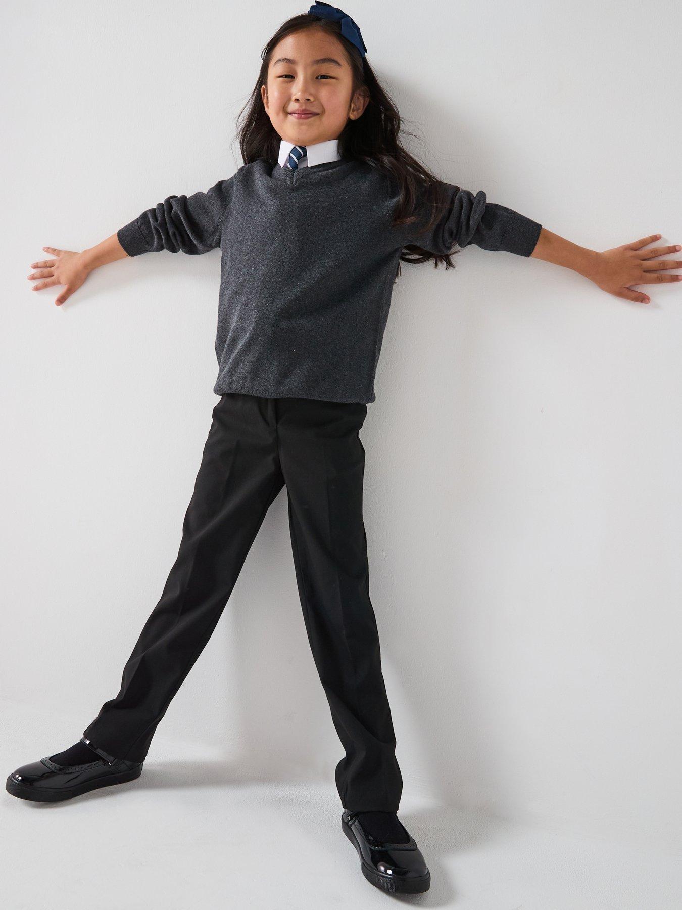 The Very Collection Girls 2 Pack Woven School Trouser Plus Size - Black