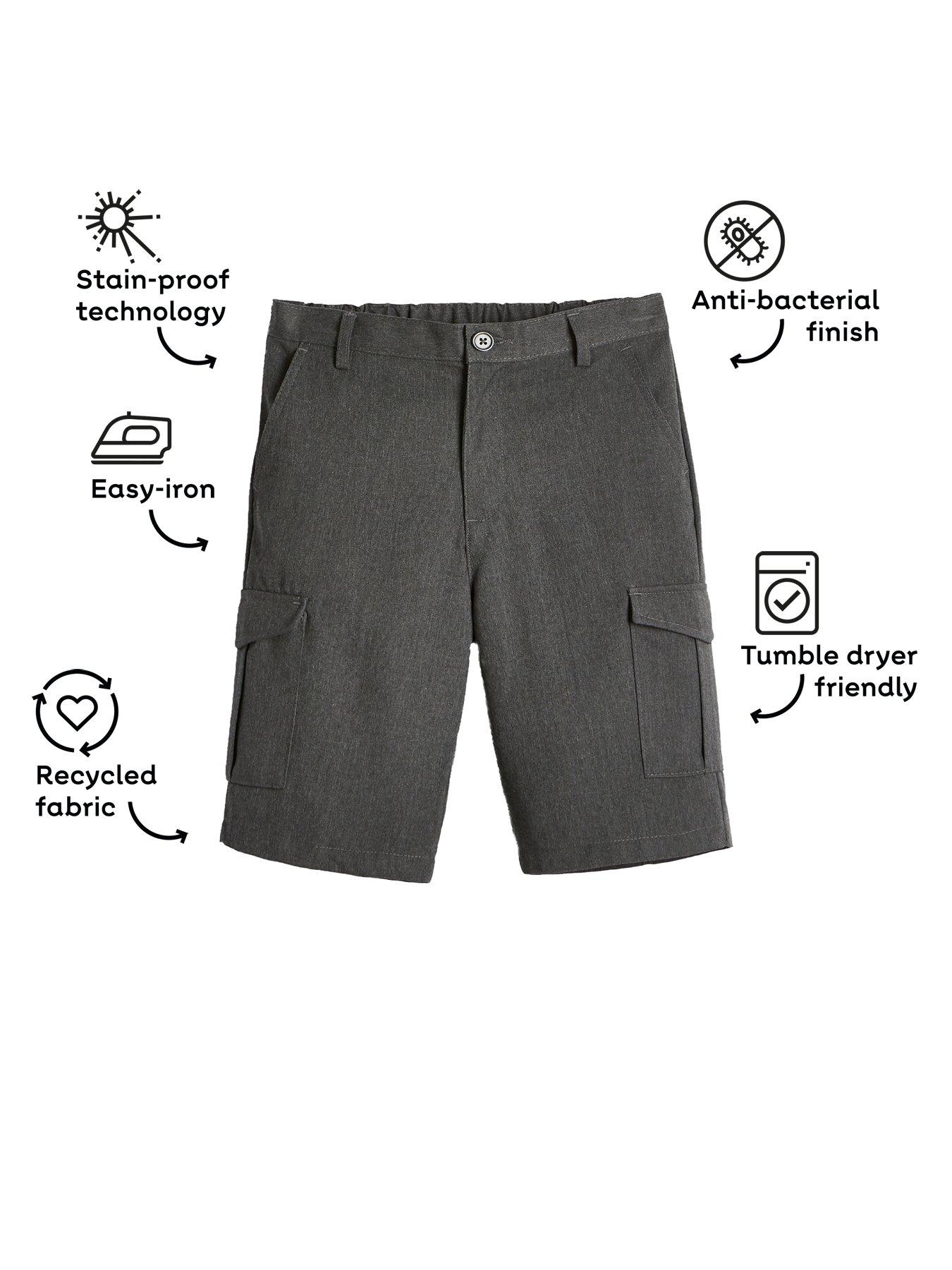 Grey cargo school shorts deals