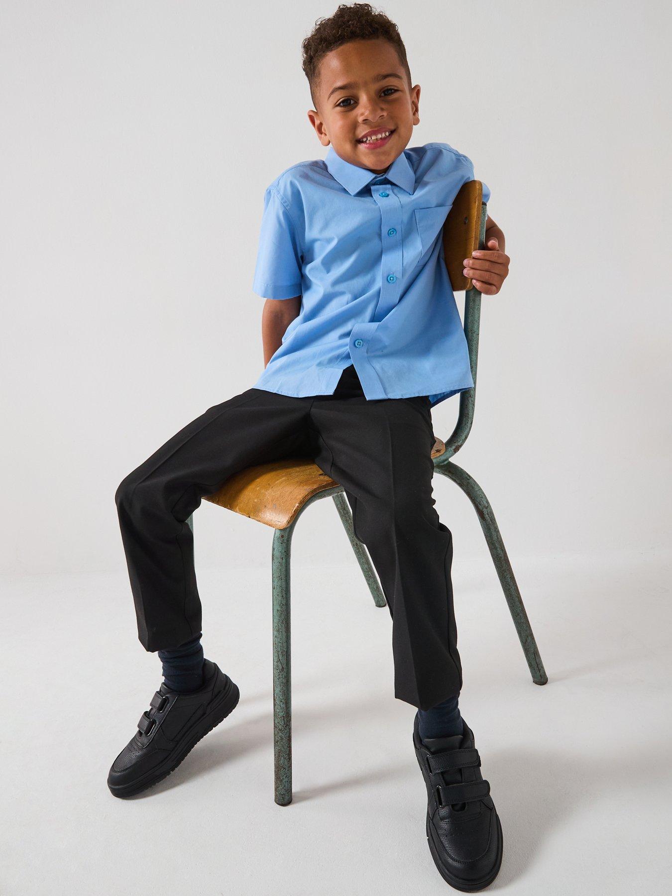 undefined Boys 2 Pack Regular Leg School Trousers - Black