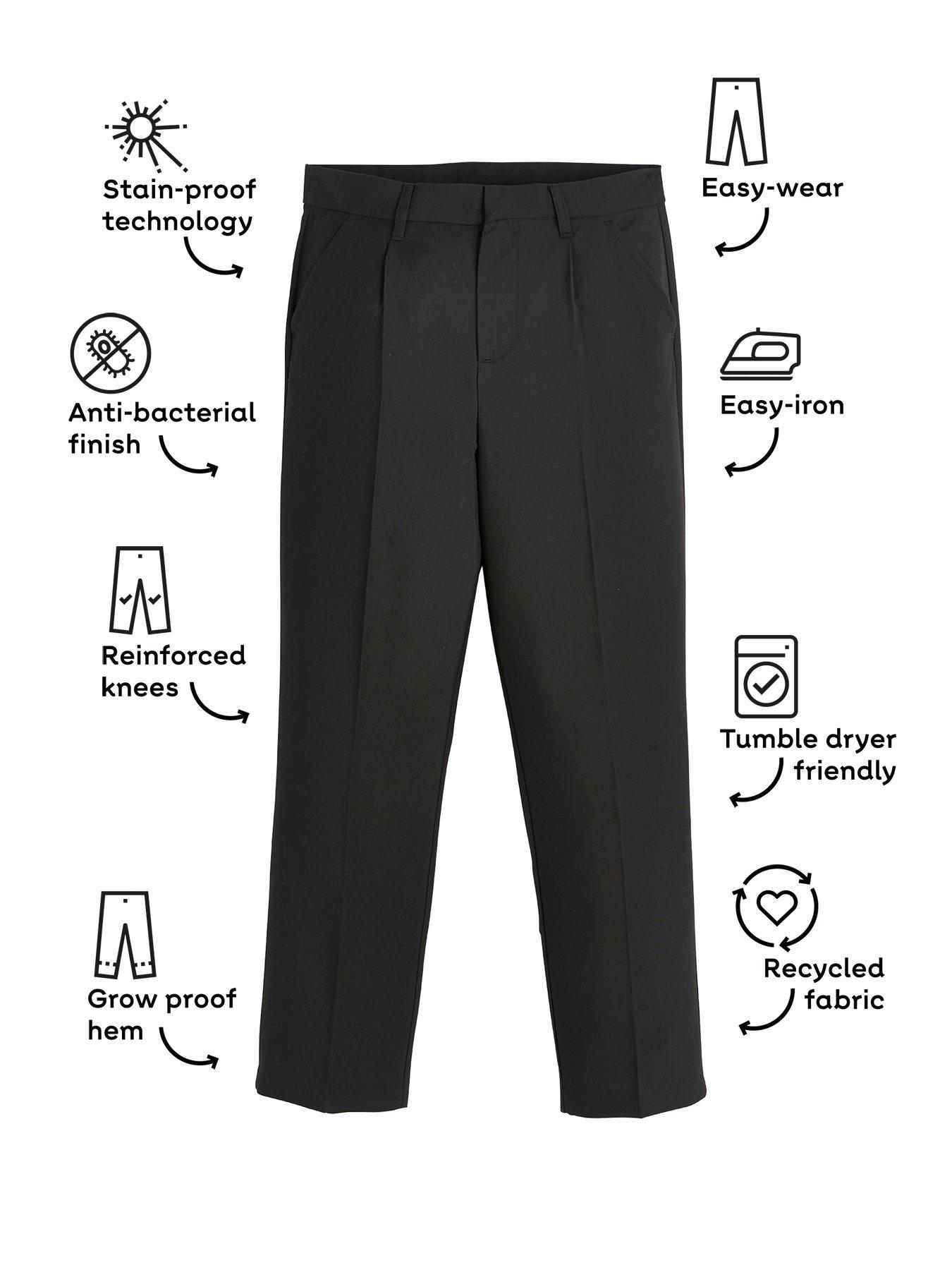 Image 3 of 5 of V by Very Boys 2 Pack Regular Leg School Trousers - Black