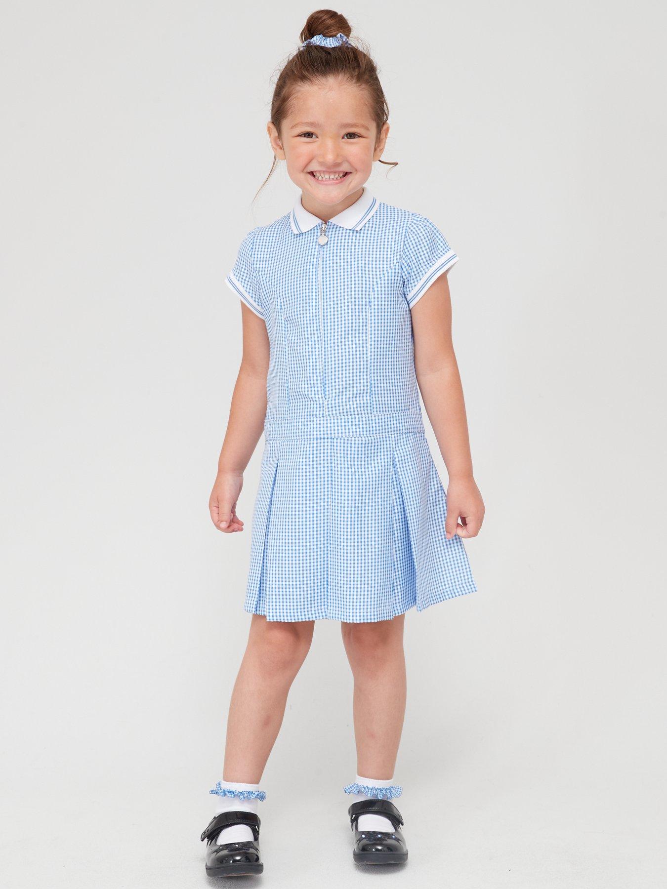 Girls blue gingham dress best sale