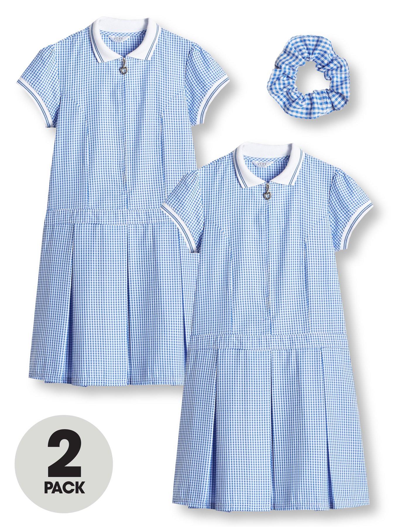 blue and white gingham school dress