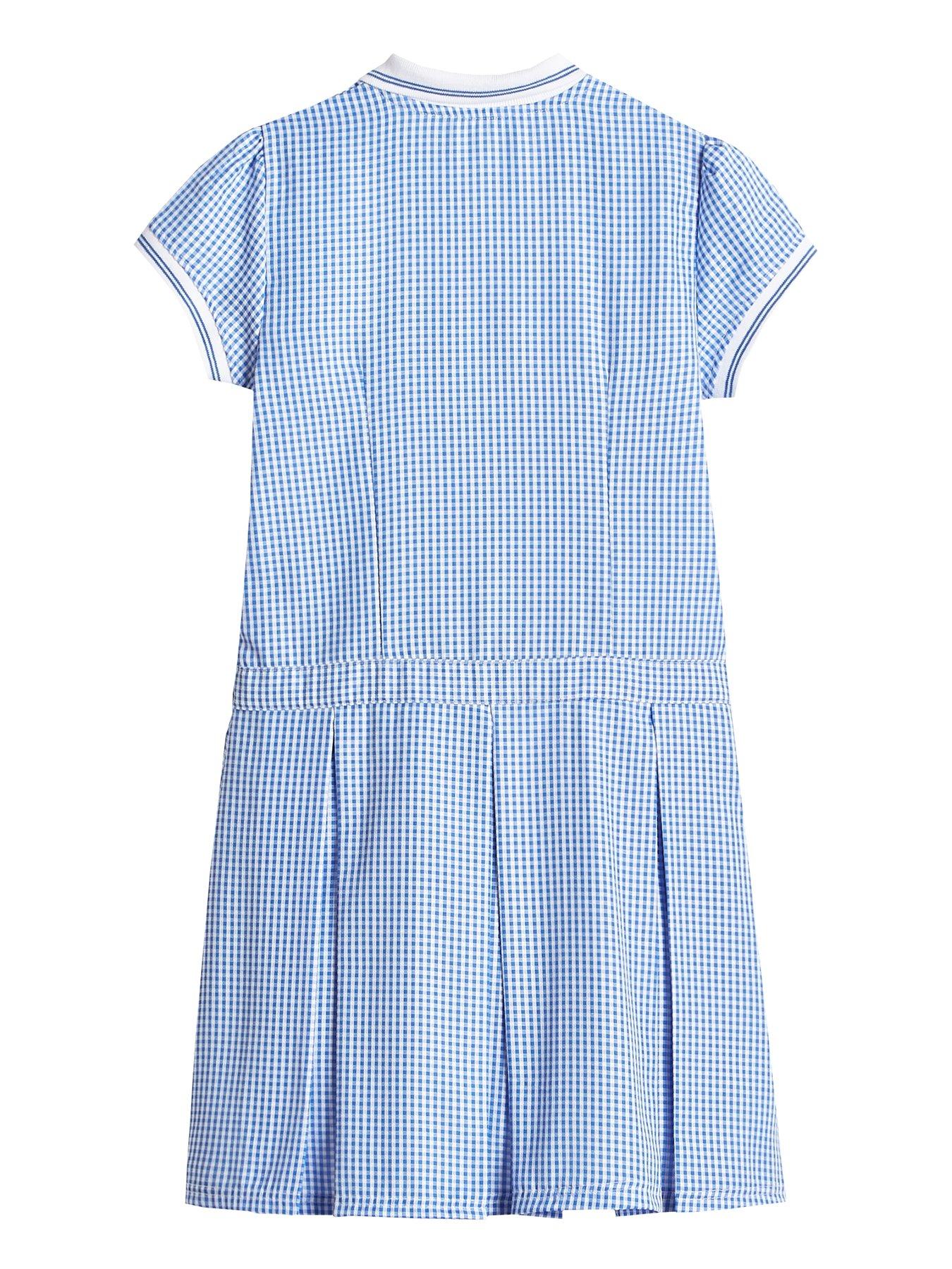 Girls blue outlet gingham school dress