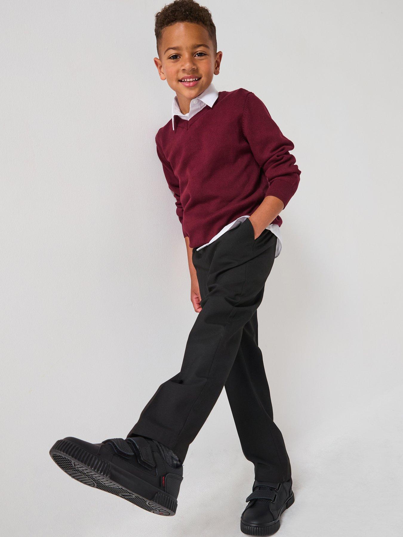 undefined Boys 2 Pack Pull On School Trousers - Black