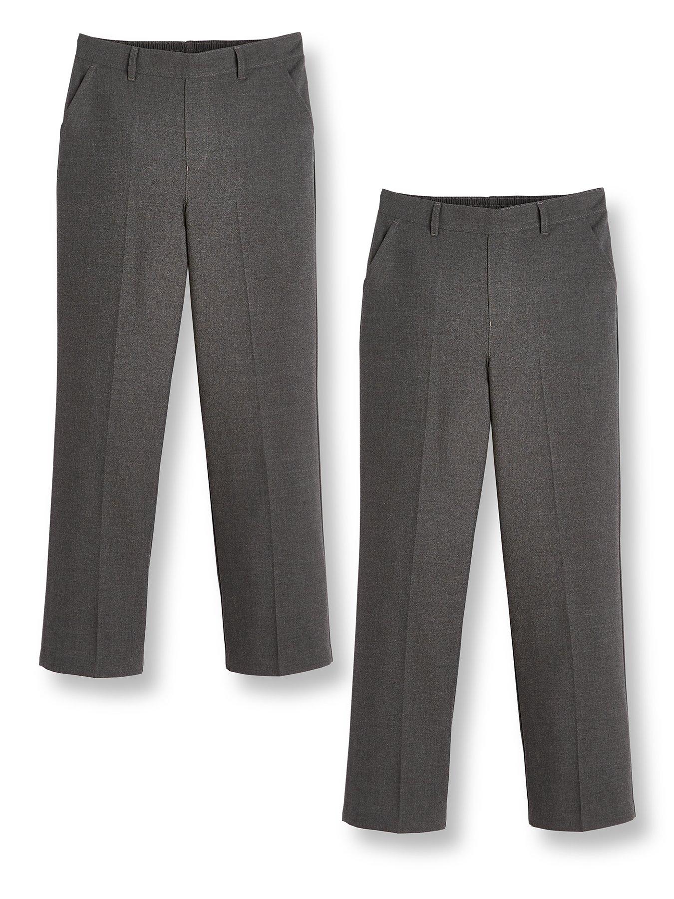 Everyday Boys 2 Pack Pull On School Trousers - Grey