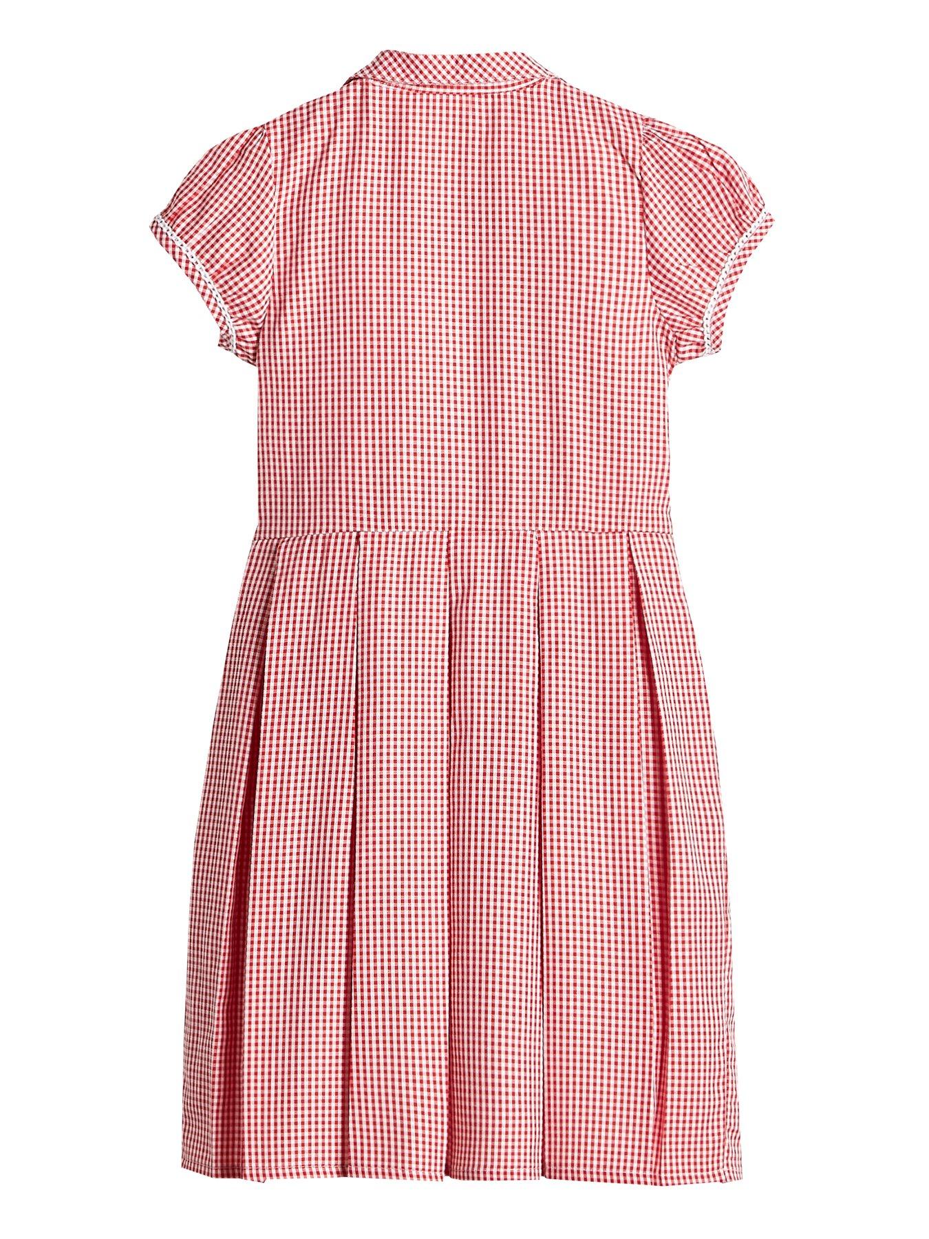 Image 3 of 6 of The Very Collection Girls 2 Pack Traditional Gingham Water-Repellent&nbsp;School Summer&nbsp;Dress - Red