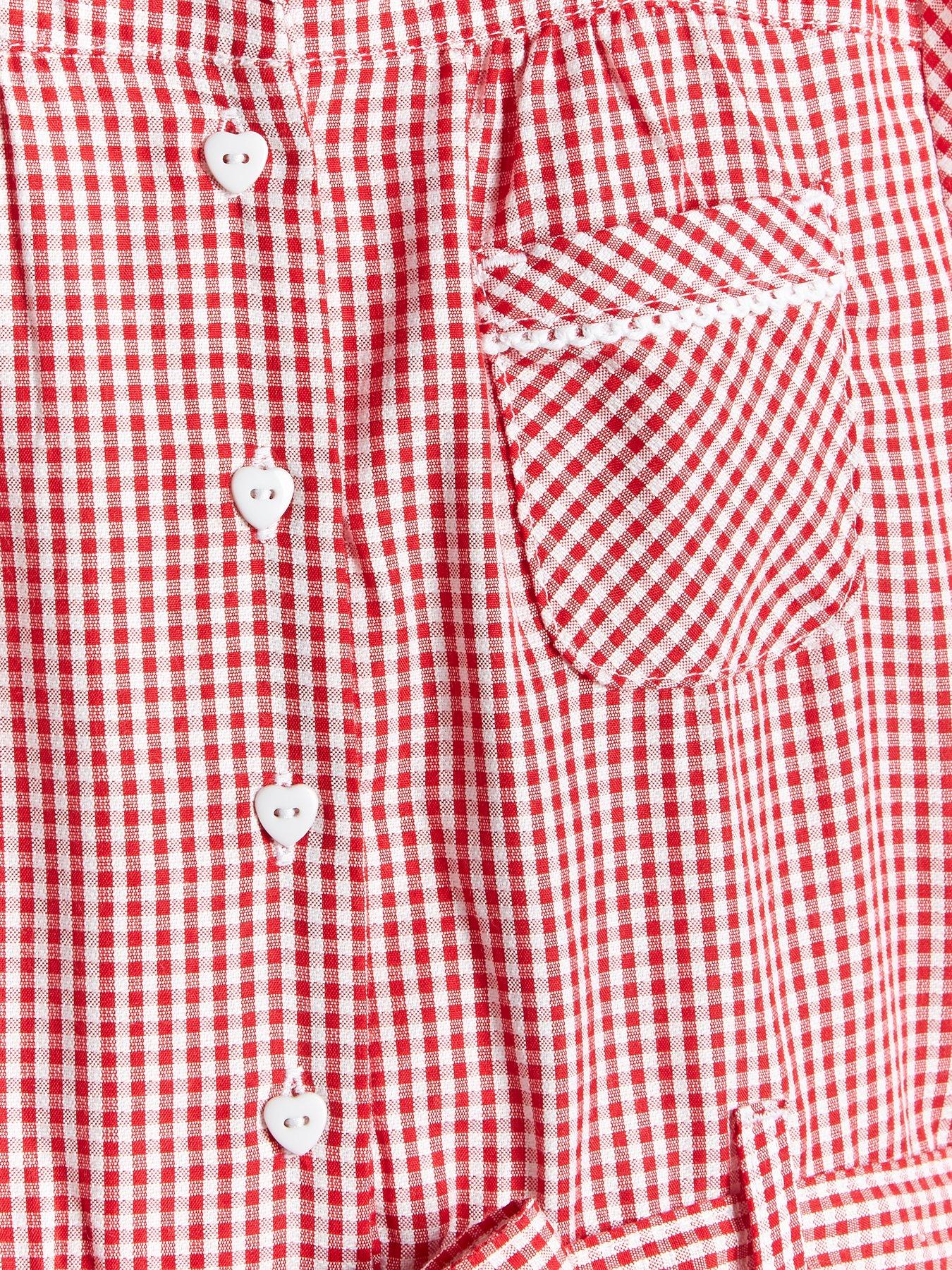 Image 5 of 6 of The Very Collection Girls 2 Pack Traditional Gingham Water-Repellent&nbsp;School Summer&nbsp;Dress - Red
