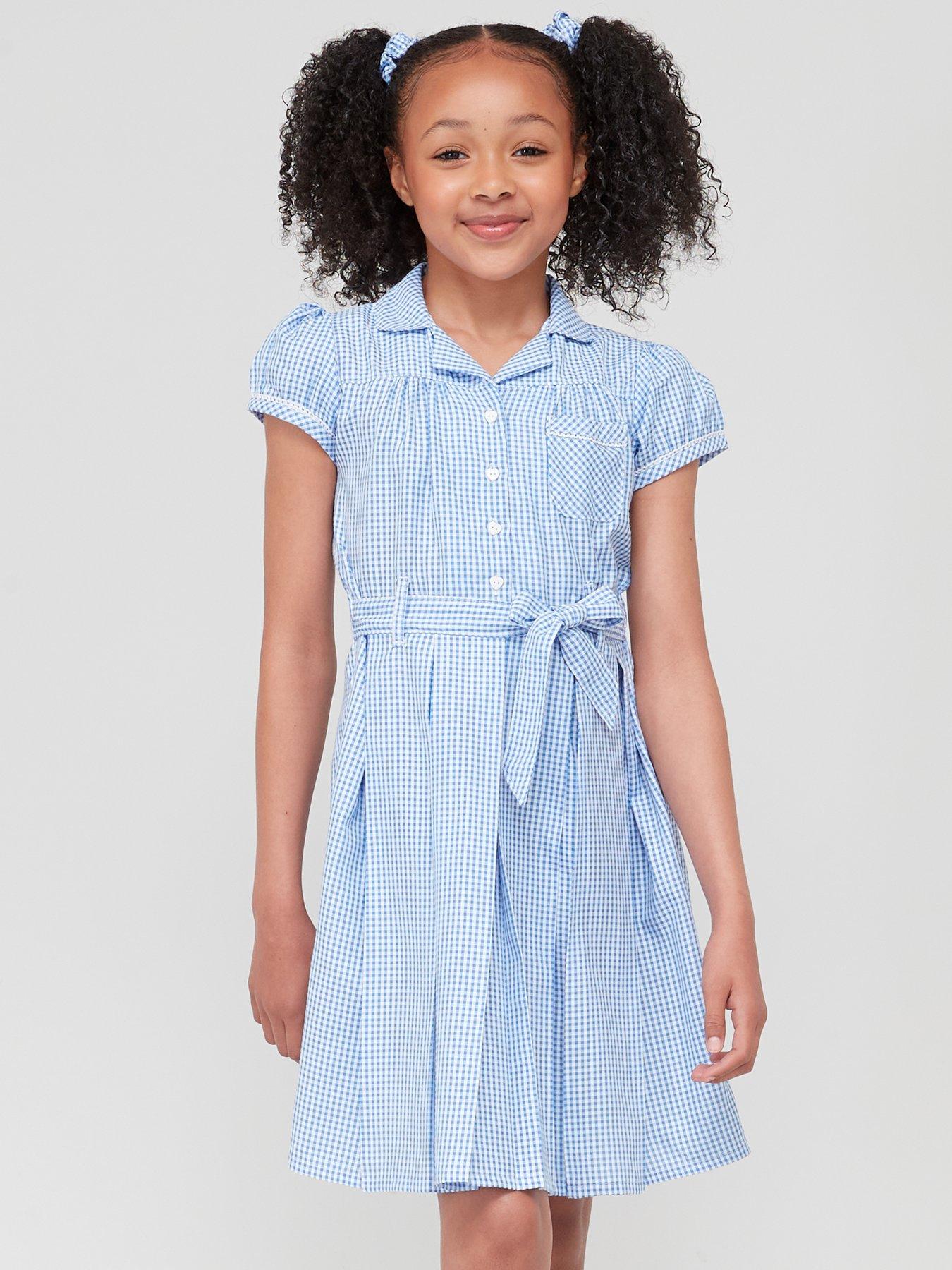 Everyday Girls 2 Pack Traditional Gingham School Summer Dress Blue Very