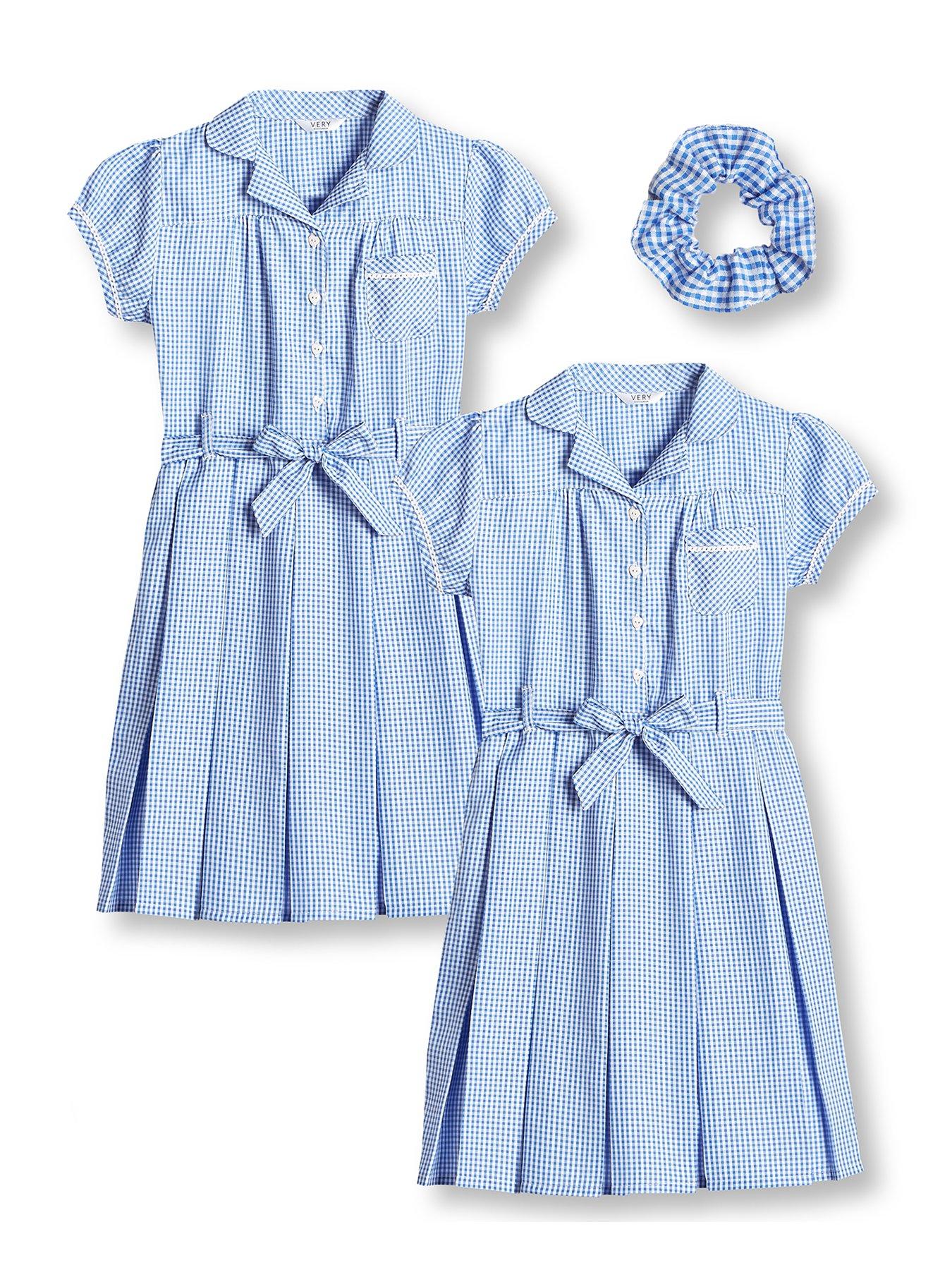 Everyday Girls 2 Pack Traditional Gingham School Summer Dress - Blue
