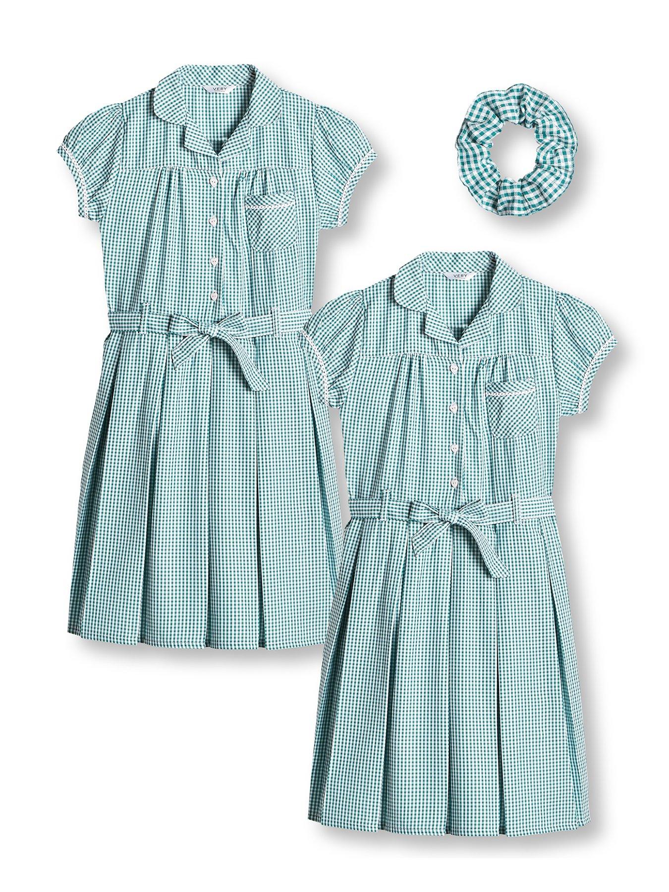 Girls green gingham school on sale dress