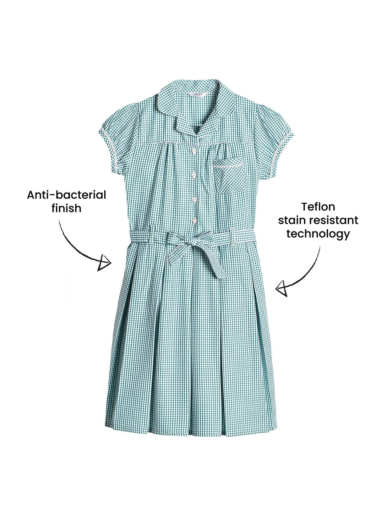 girls green gingham school dress