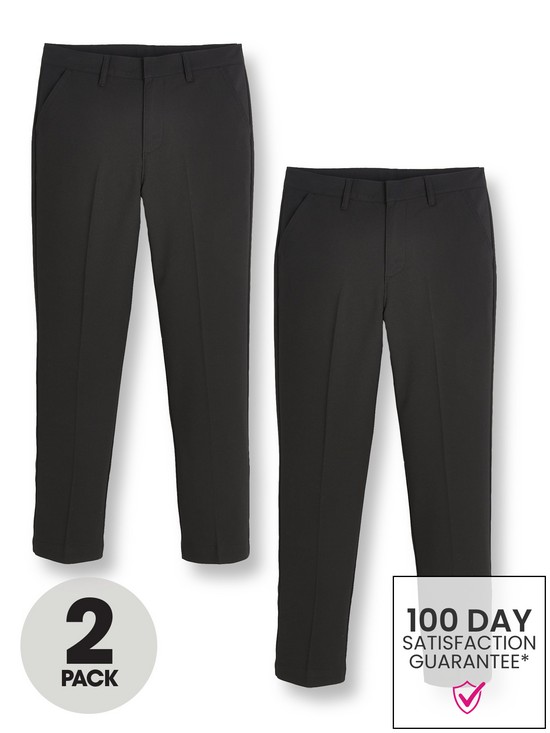 front image of everyday-boys-2-packnbspskinny-fit-school-trousers-black