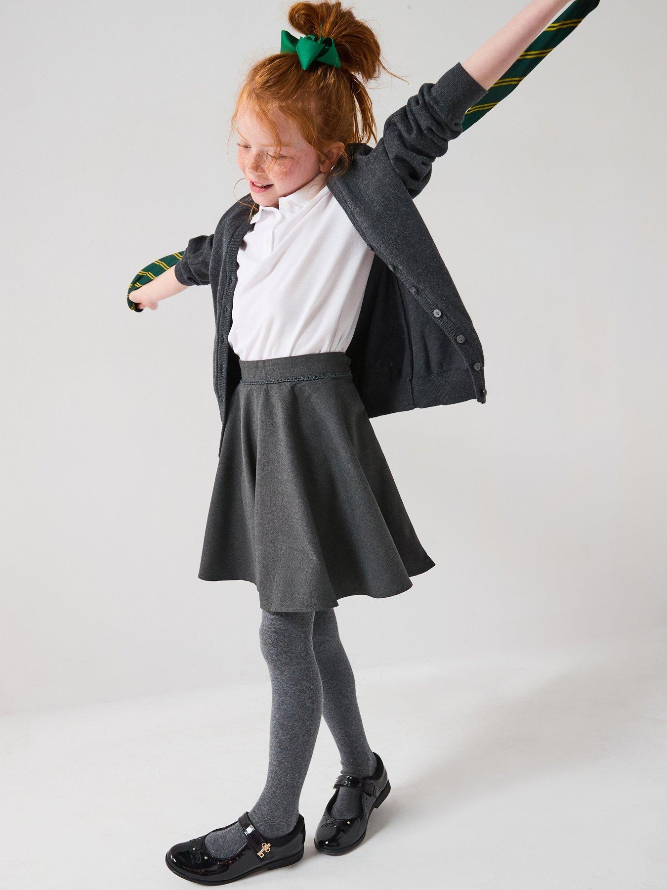 The Very Collection Girls Pack Woven Skater School Skirts Grey