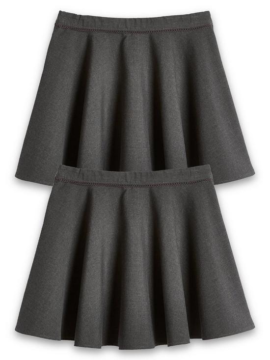 front image of v-by-very-girls-2-pack-woven-skater-school-skirts-grey