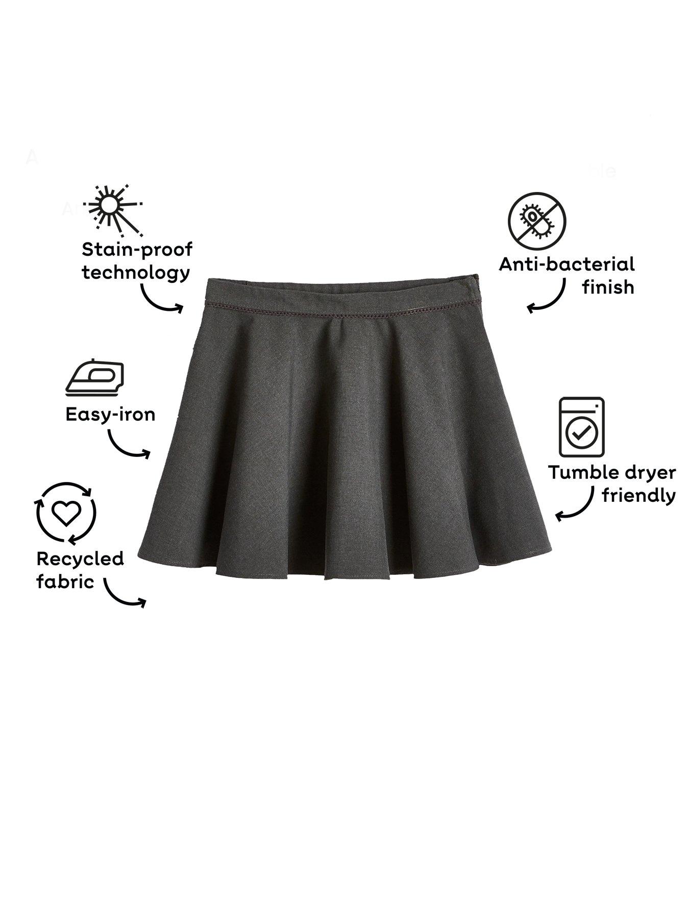 Girls 2 Pack Woven Skater School Skirts Grey