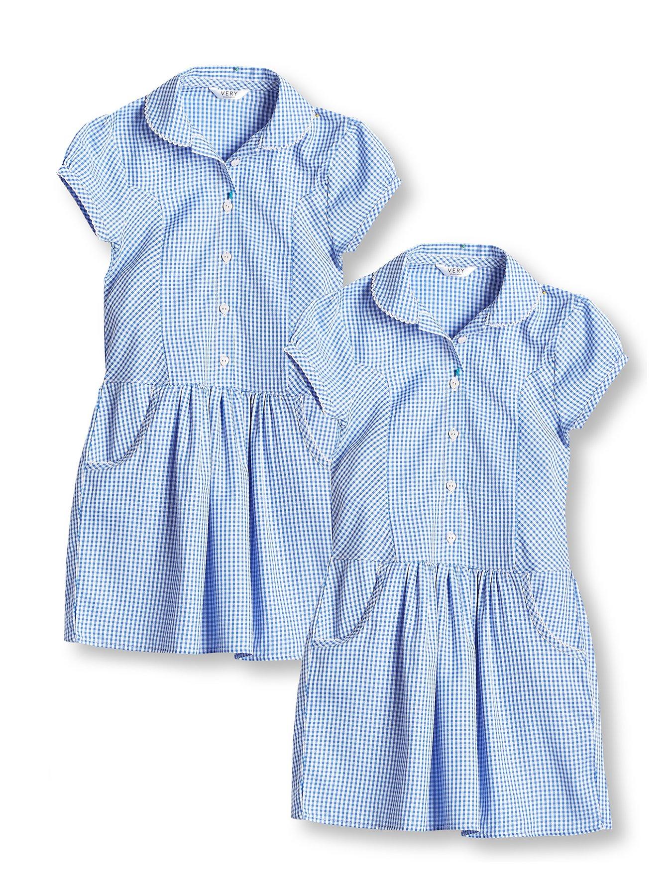 everyday-girls-2-pack-drop-waist-gingham-water-repellentnbspschool-summer-dress-blue