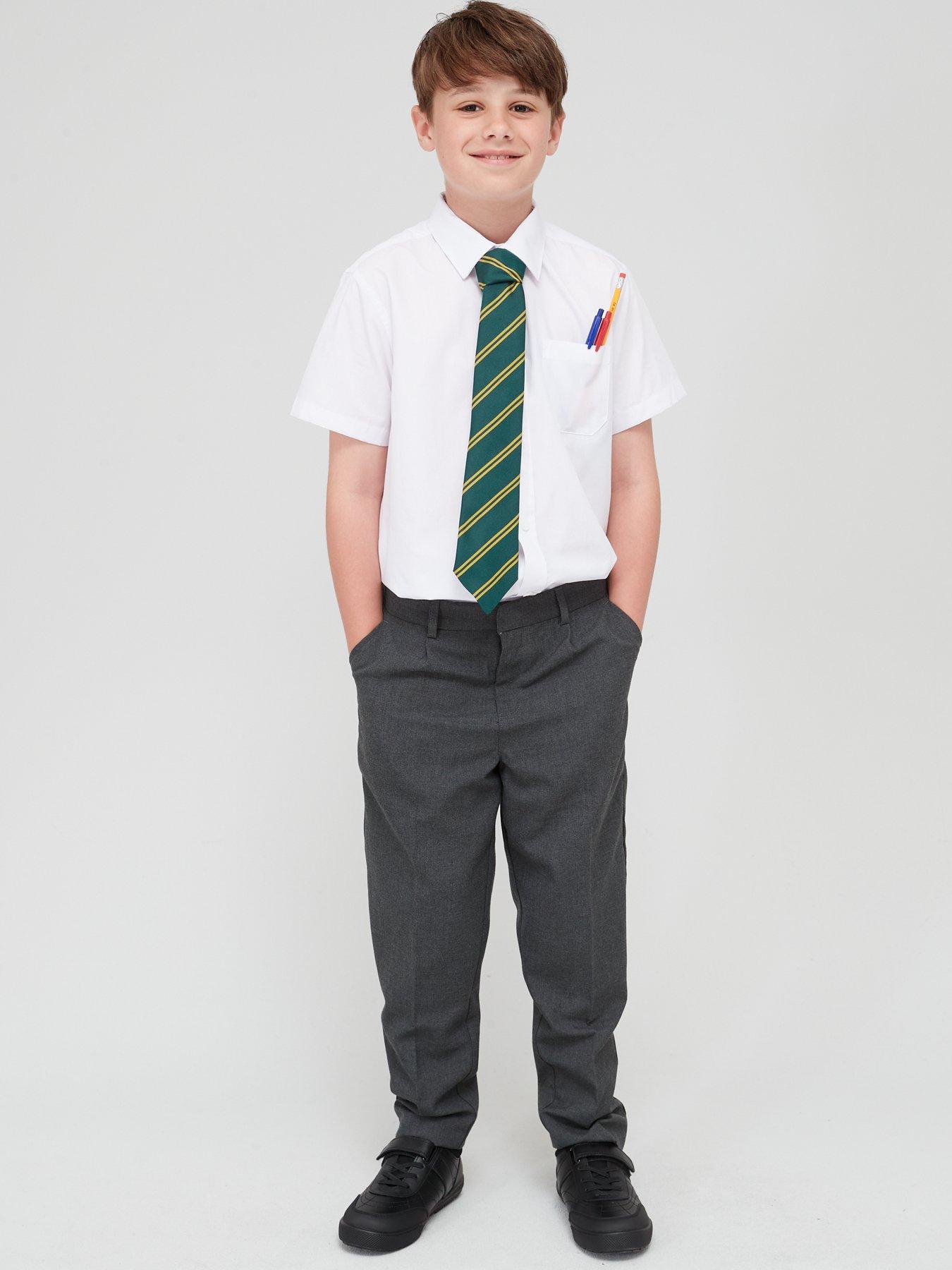 Image of V by Very Boys 2 Pack Plus Size Regular Leg School Trousers - Grey