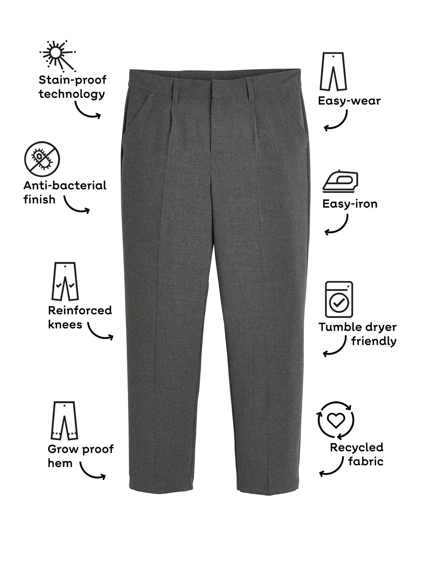 Image 4 of 6 of The Very Collection Boys 2 Pack Plus Size Regular Leg School Trousers - Grey