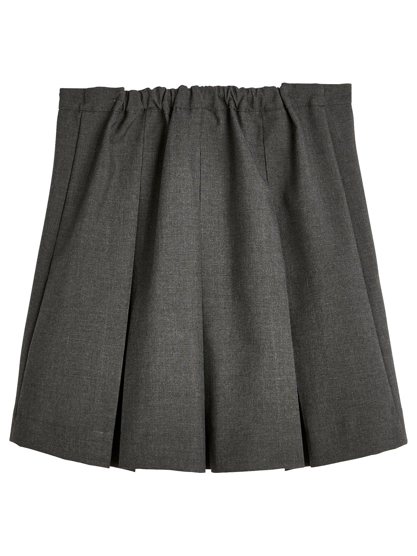 Girls 2 Pack Classic Pleated School Skirts Grey