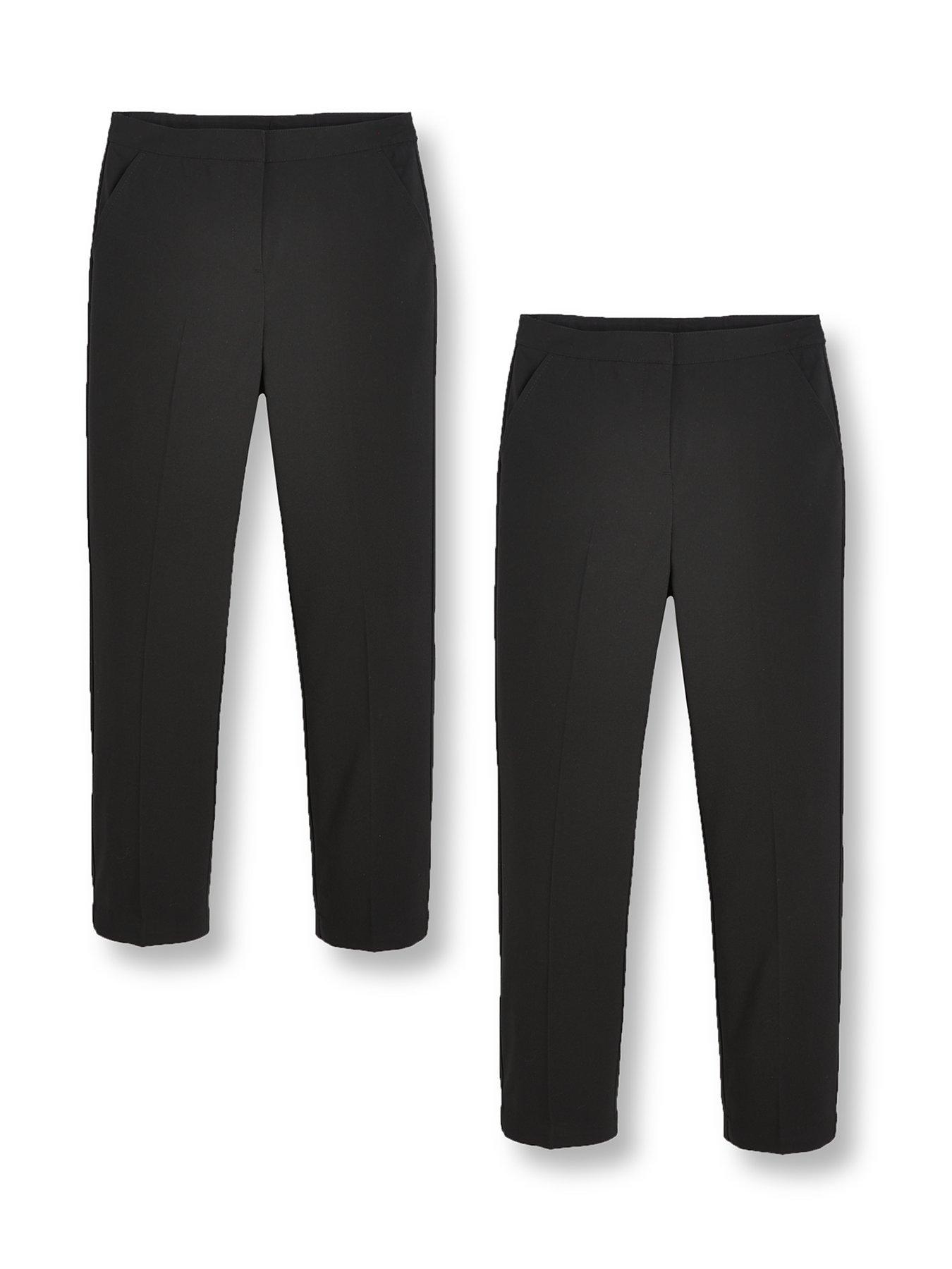 The Very Collection Girls 2 Pack Woven School Trouser Regular Fit - Black