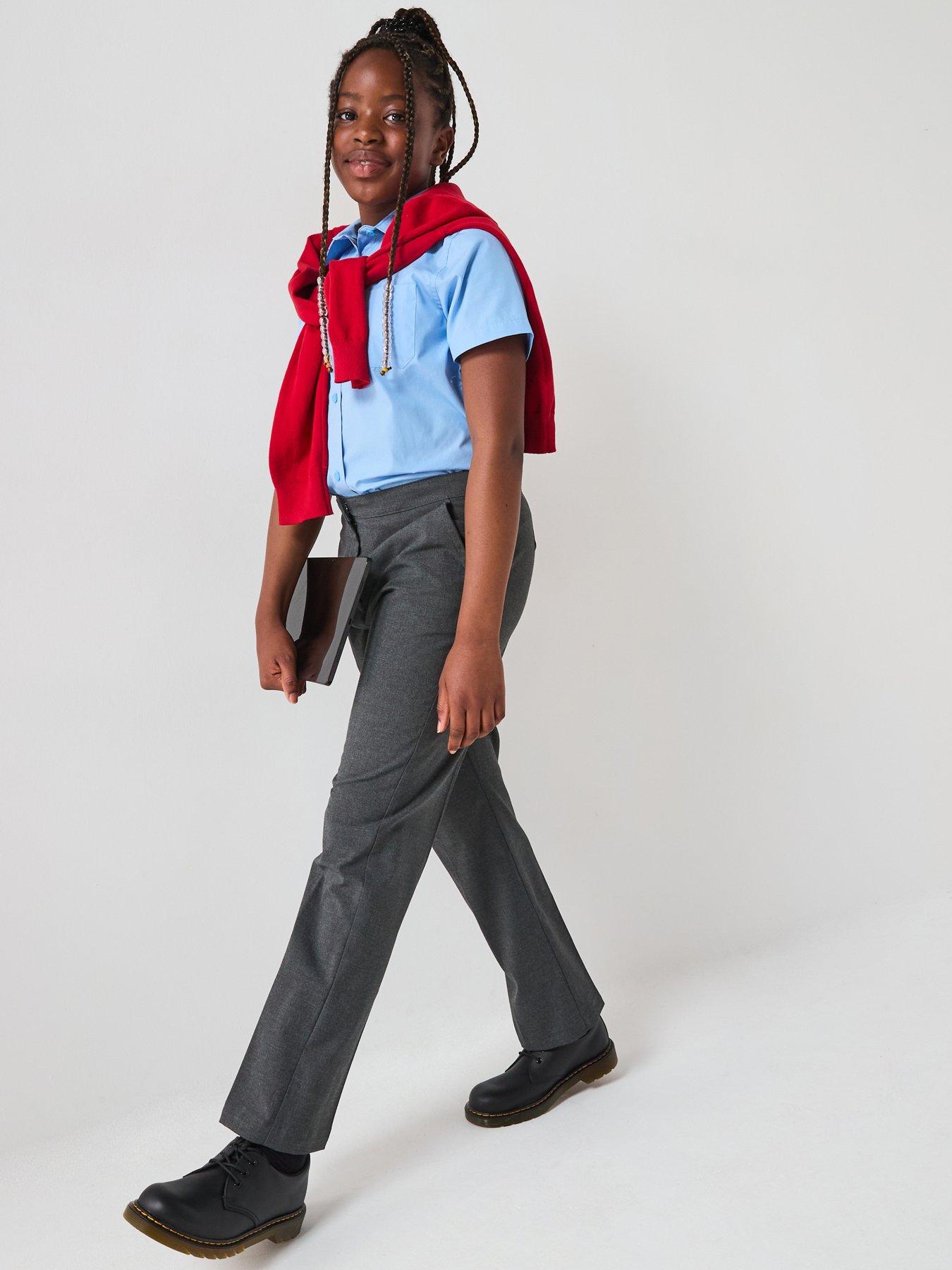 The Very Collection Girls 2 Pack Woven School Trouser Plus Size - Grey