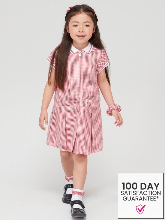 front image of v-by-very-girlsnbsprib-collar-gingham-school-summernbspdress-red