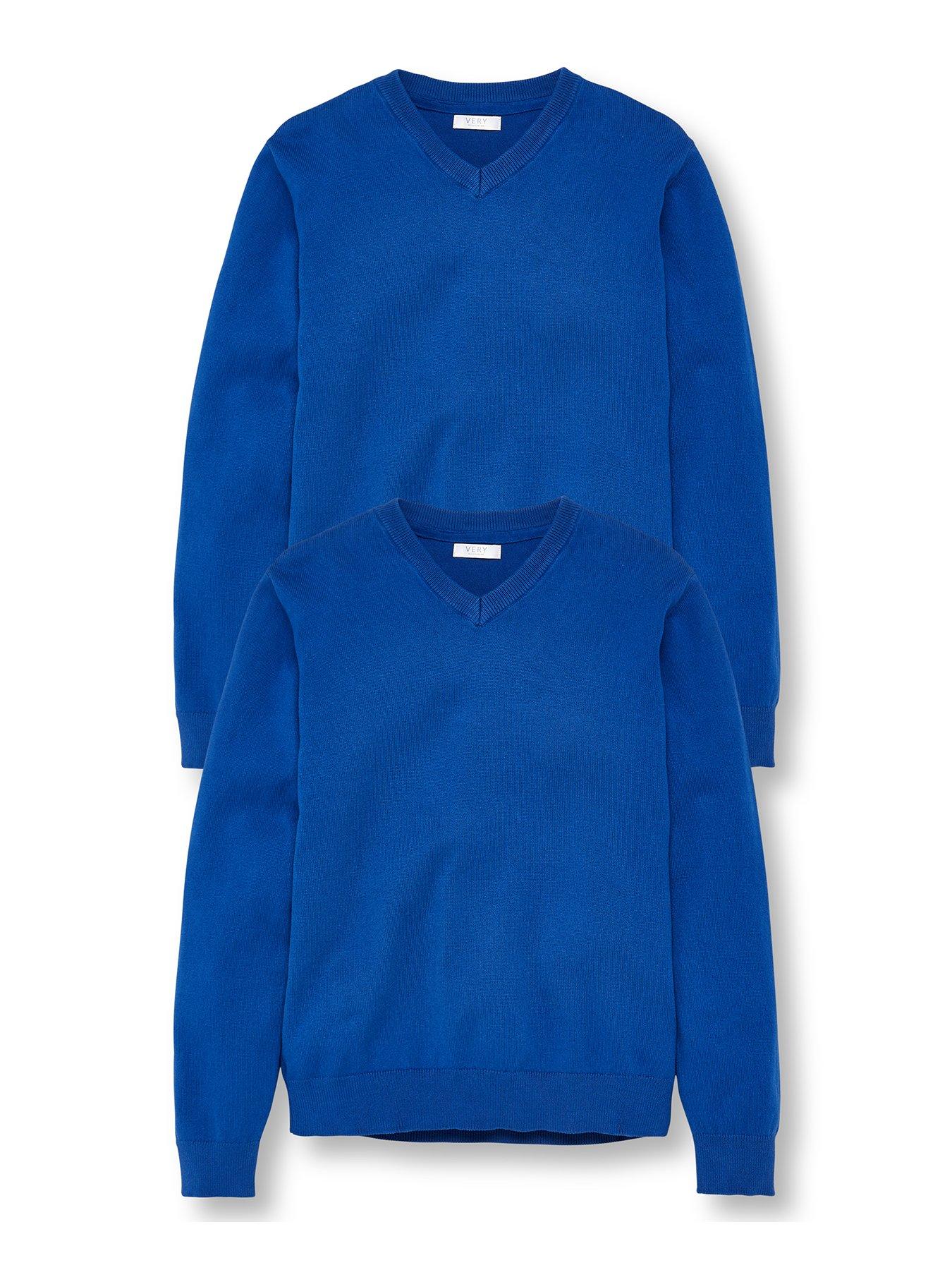 undefined Unisex 2 Pack V-Neck School Jumper - Royal Blue