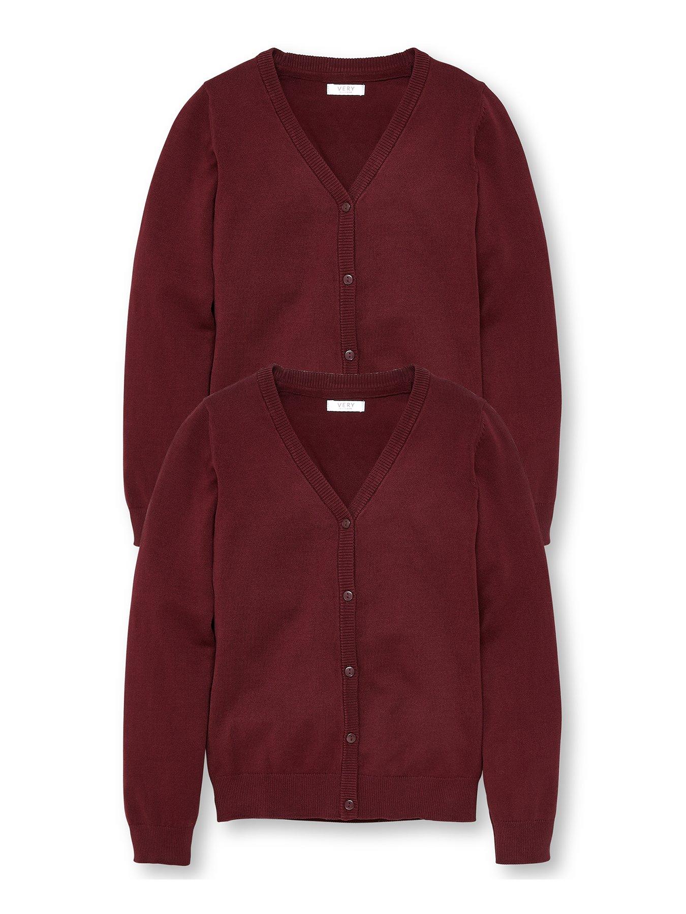 Girls burgundy 2025 school cardigan