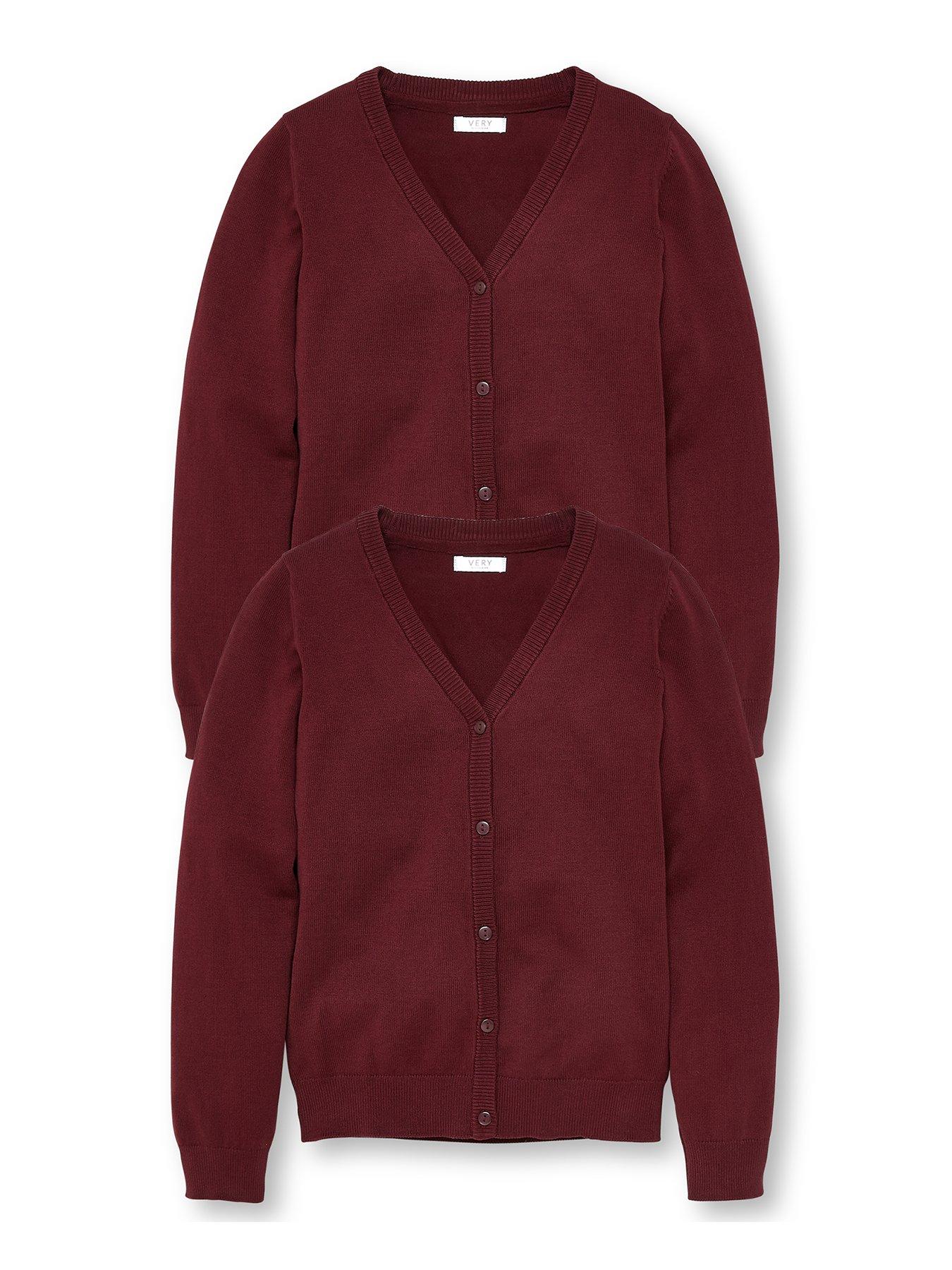 Girls burgundy 2025 school cardigan