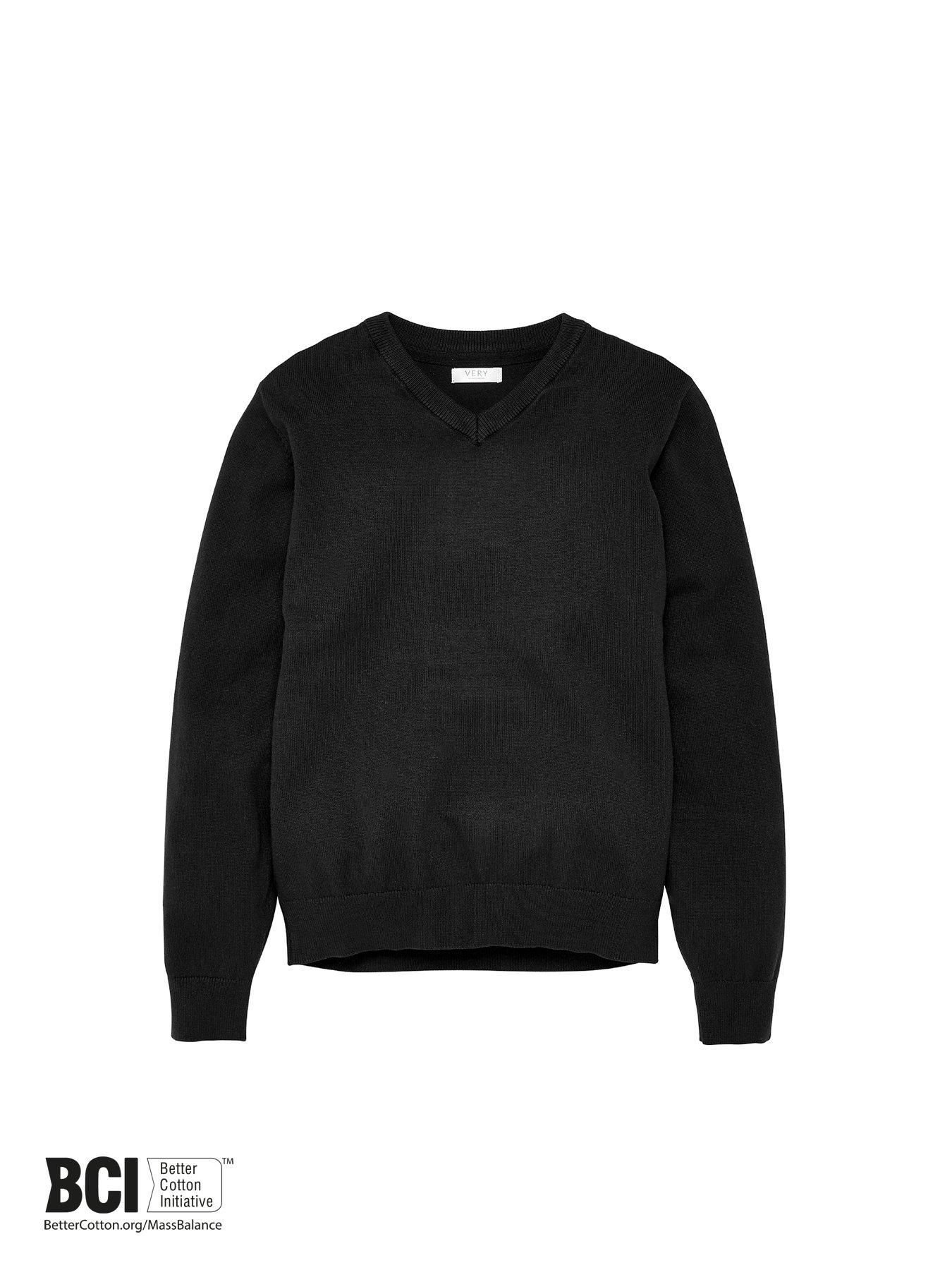 Unisex 2 Pack V Neck School Jumper Black