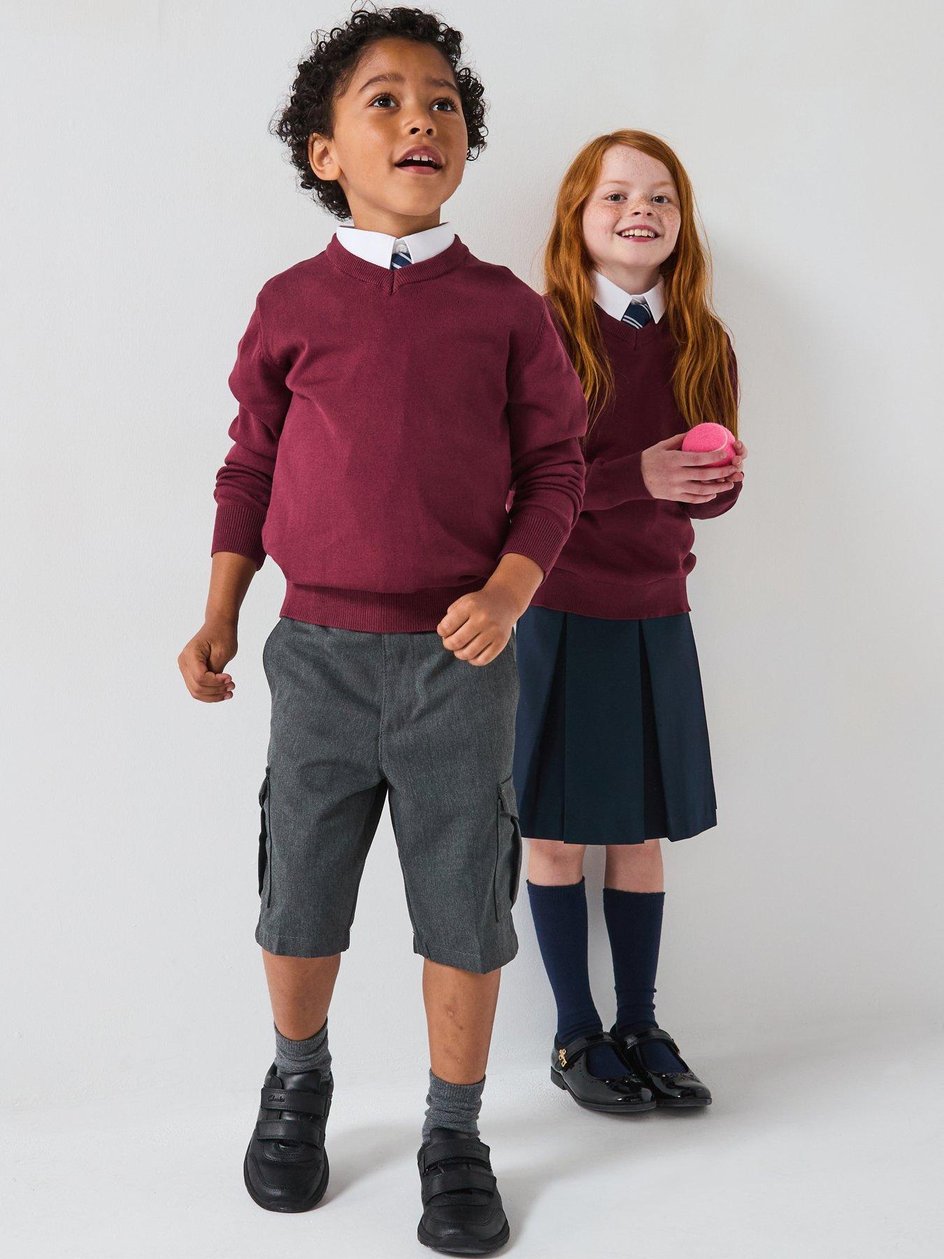 The Very Collection Unisex 2 Pack V-Neck School Jumper - Burgundy