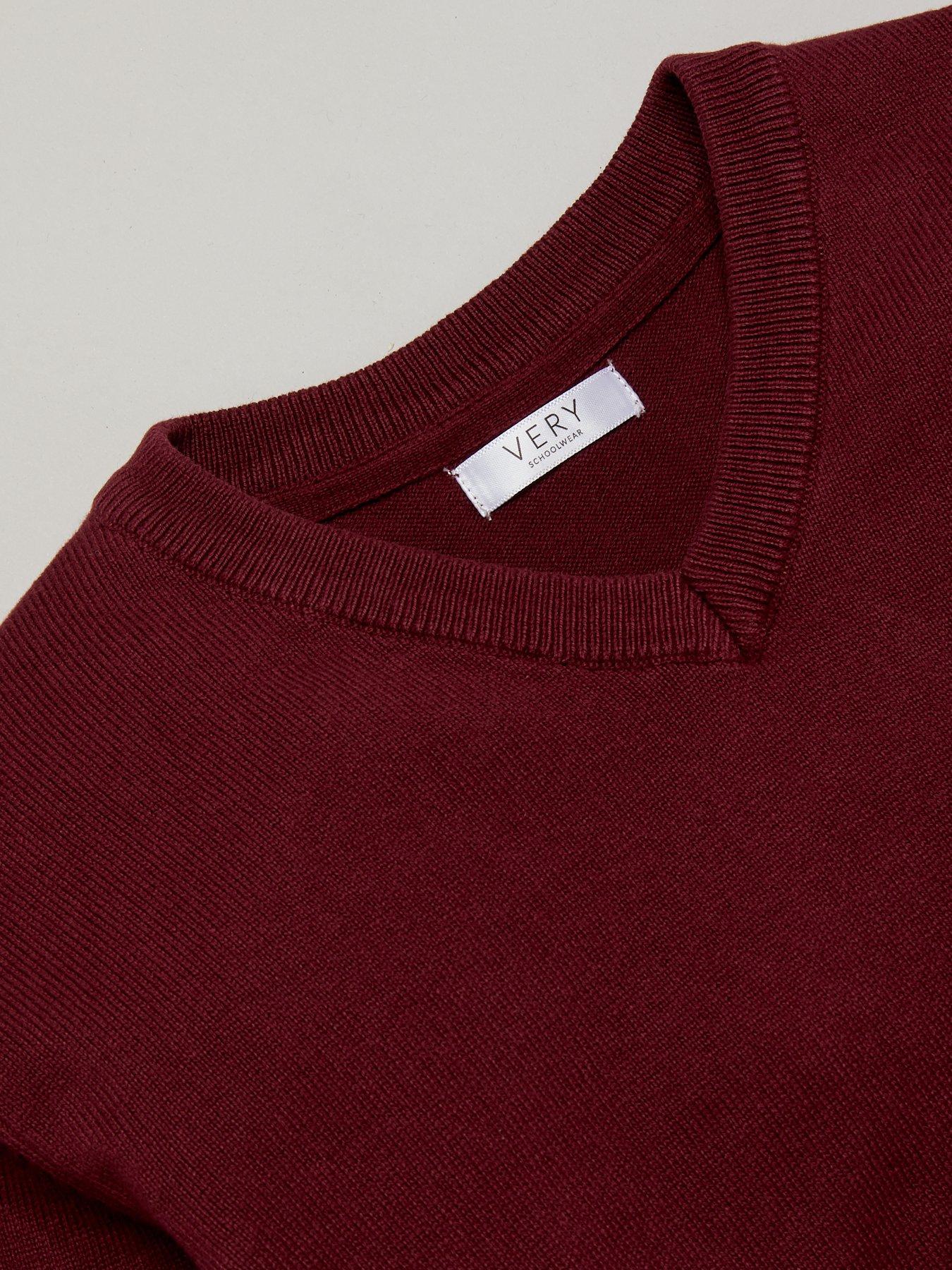 Everyday Unisex 2 Pack V Neck School Jumper Burgundy Very