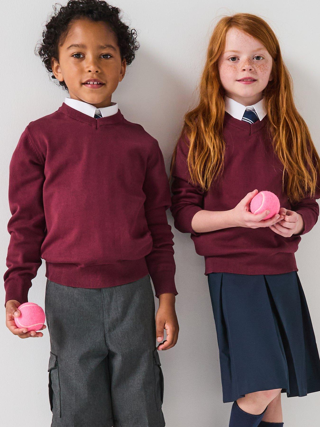 Image 6 of 6 of The Very Collection Unisex 2 Pack V-Neck School Jumper - Burgundy