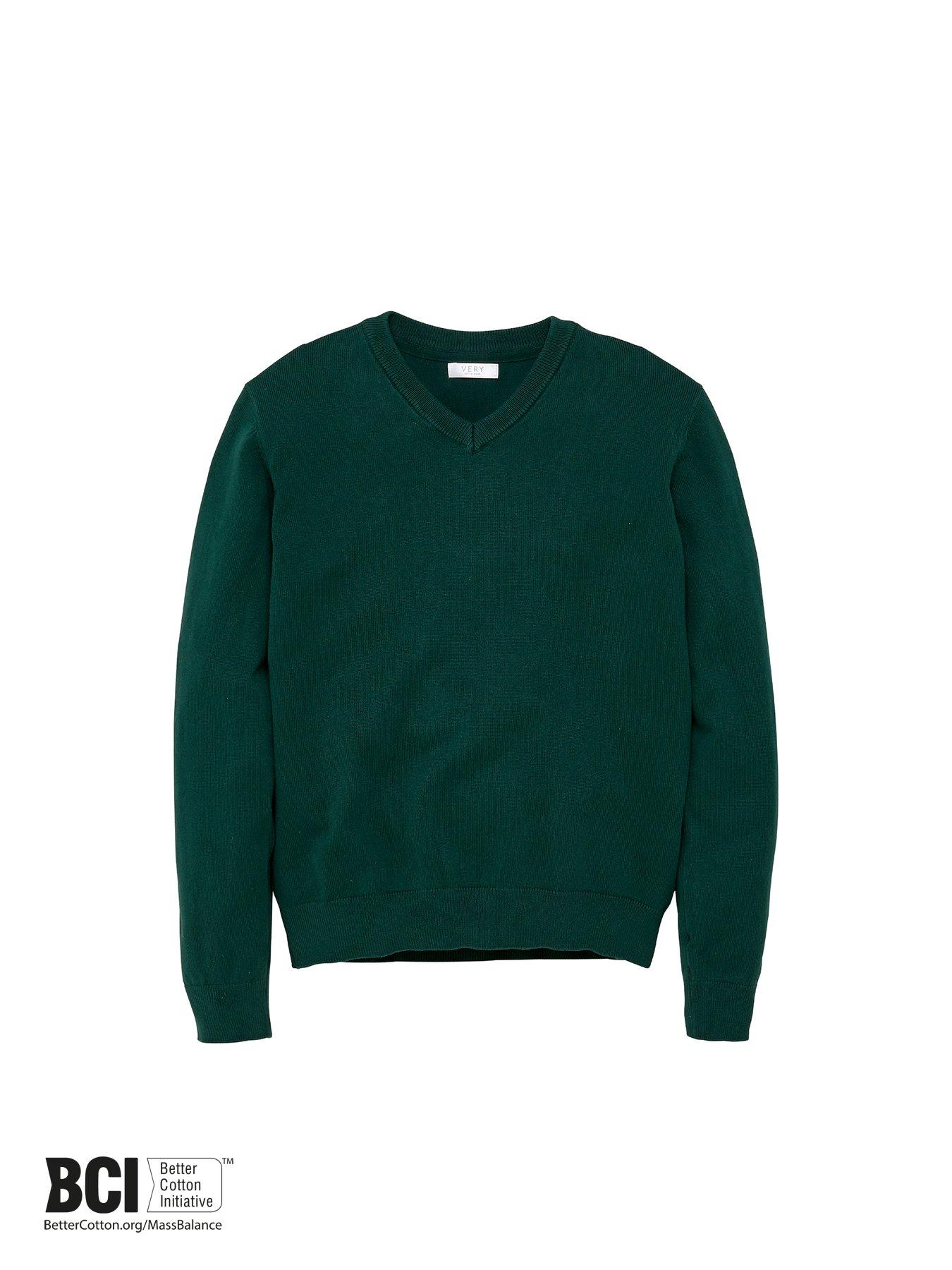 Image 4 of 5 of Everyday Unisex 2 Pack V-Neck School Jumpers - Green